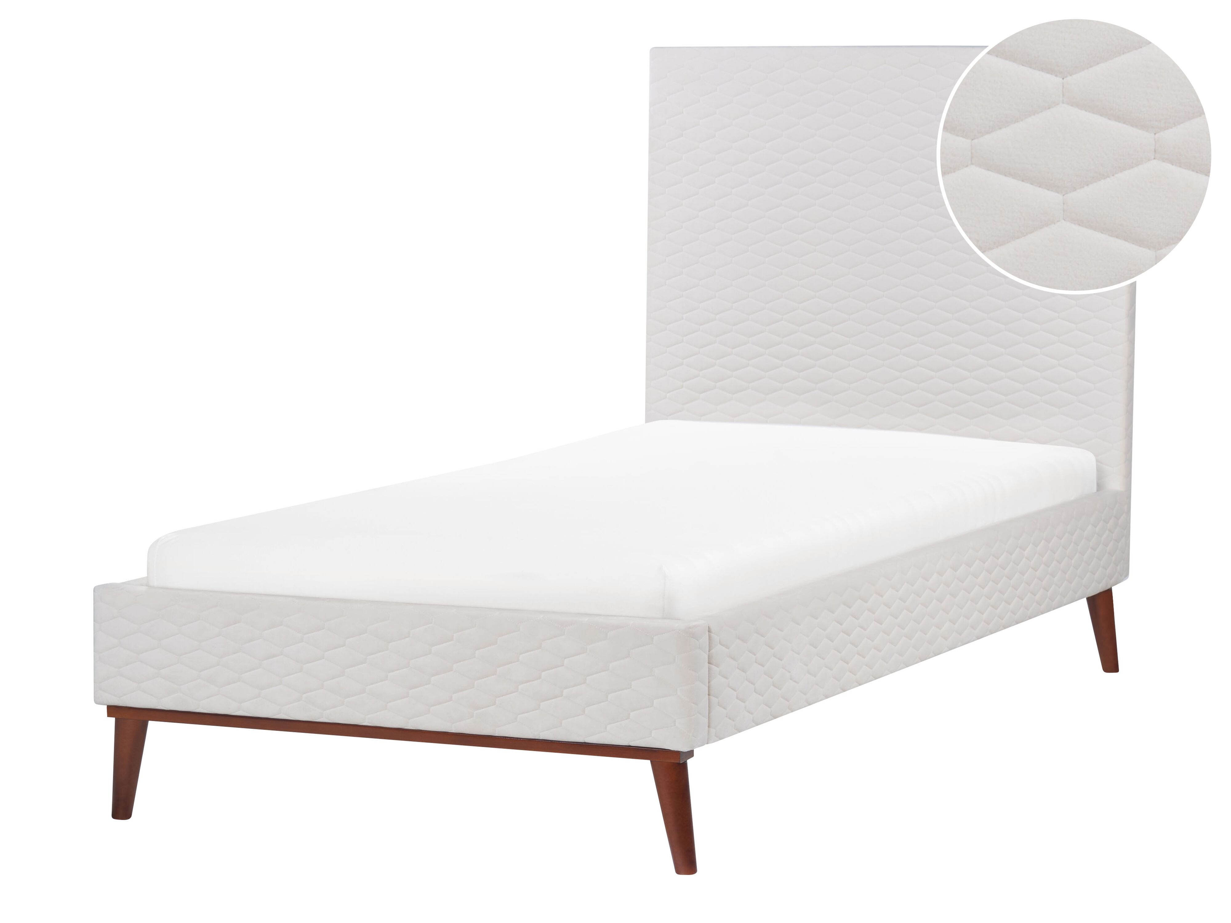 Bed Velvet BAYONNE 90 x 200 cm (EU Single) Off-White