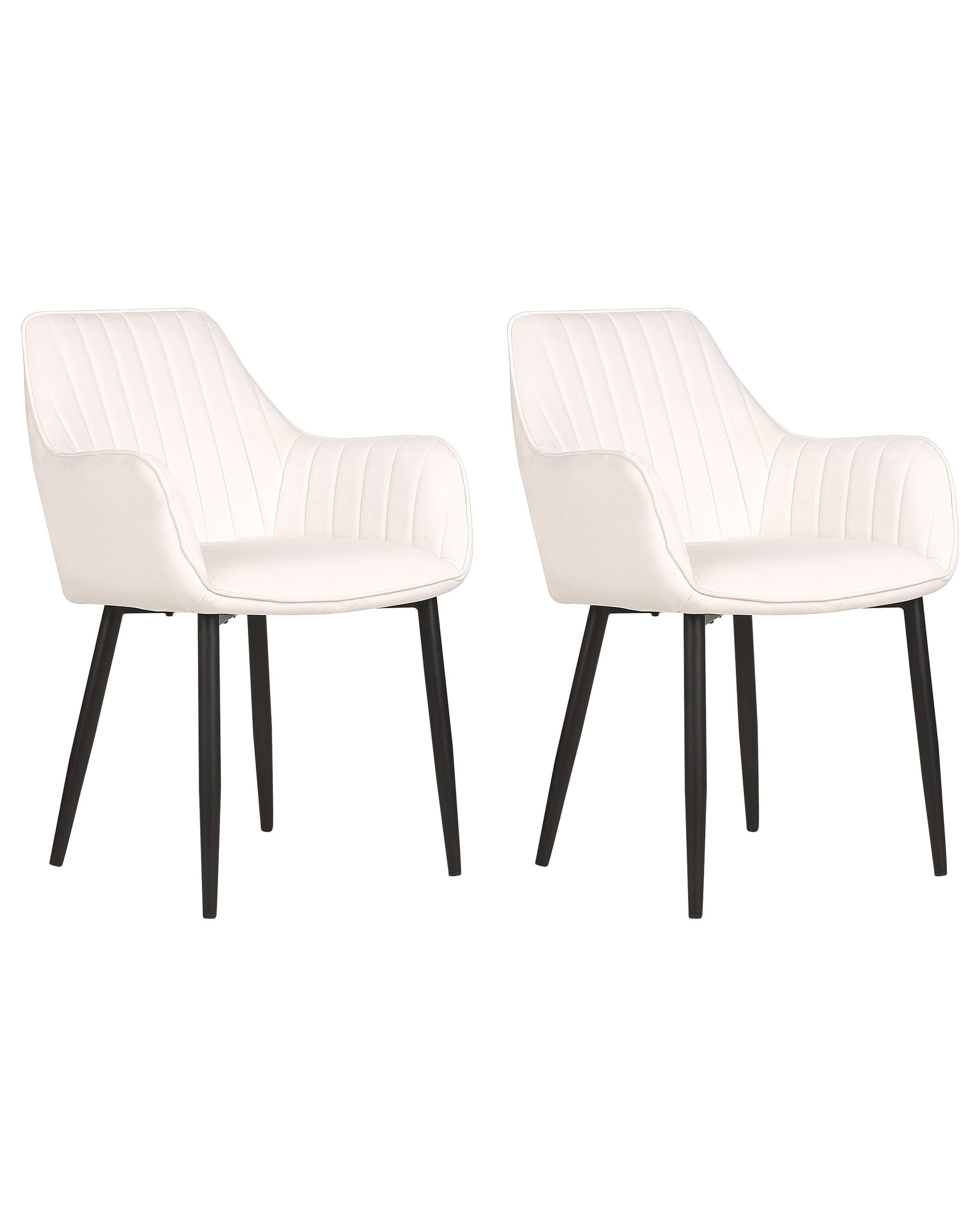 Set of 2 Dining Chairs WELLSTON Velvet Off-White