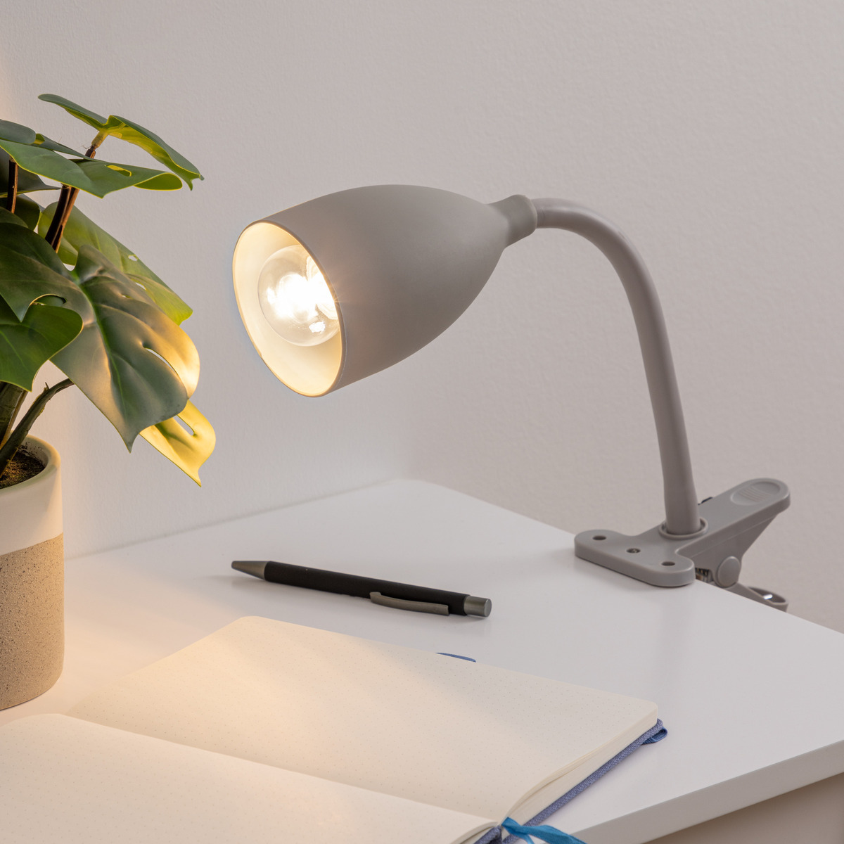 Clamp lamp "Sily" Grey, H.43 cm