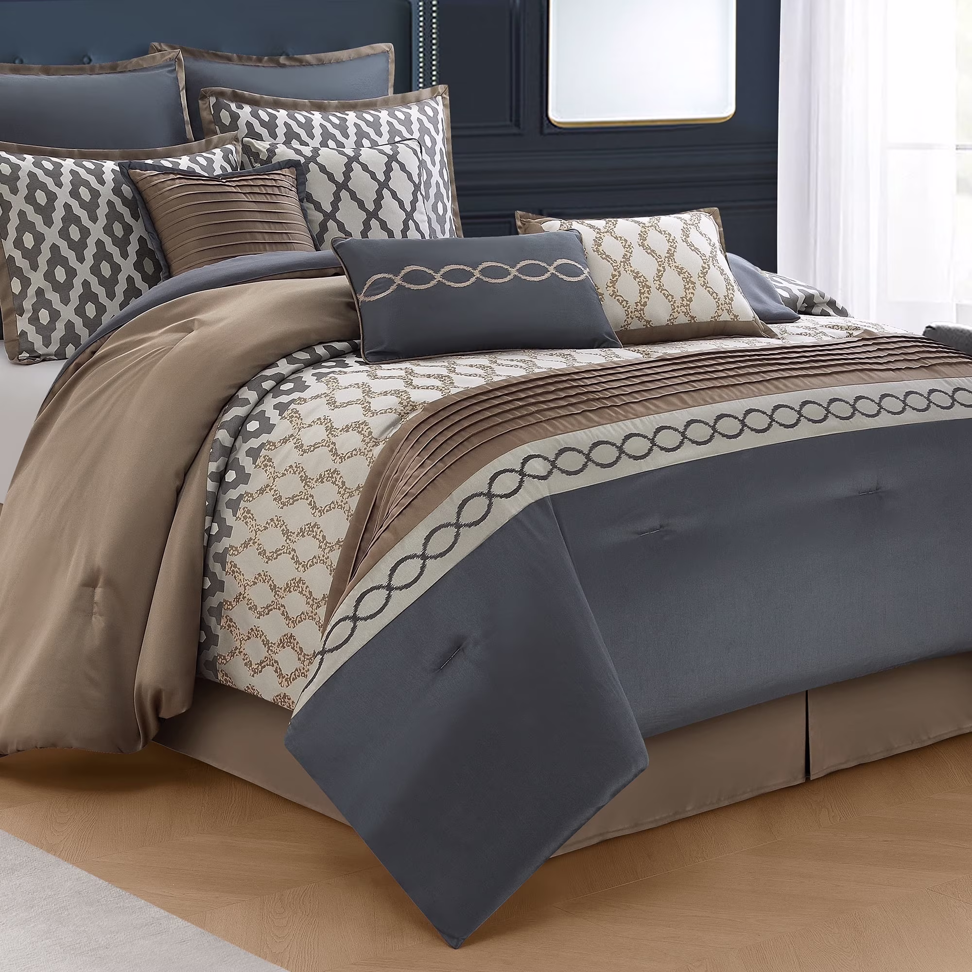 LANCO MODERN LIFESTYLE King Size Comforter Set, Burgundy, 10 Piece Bed in a Bag for All Seasons, Luxury Extreme Comfort Bedding Sets with Bedskirt, Pillow Shams, Euro Shams and Decor Pillows - Image 11