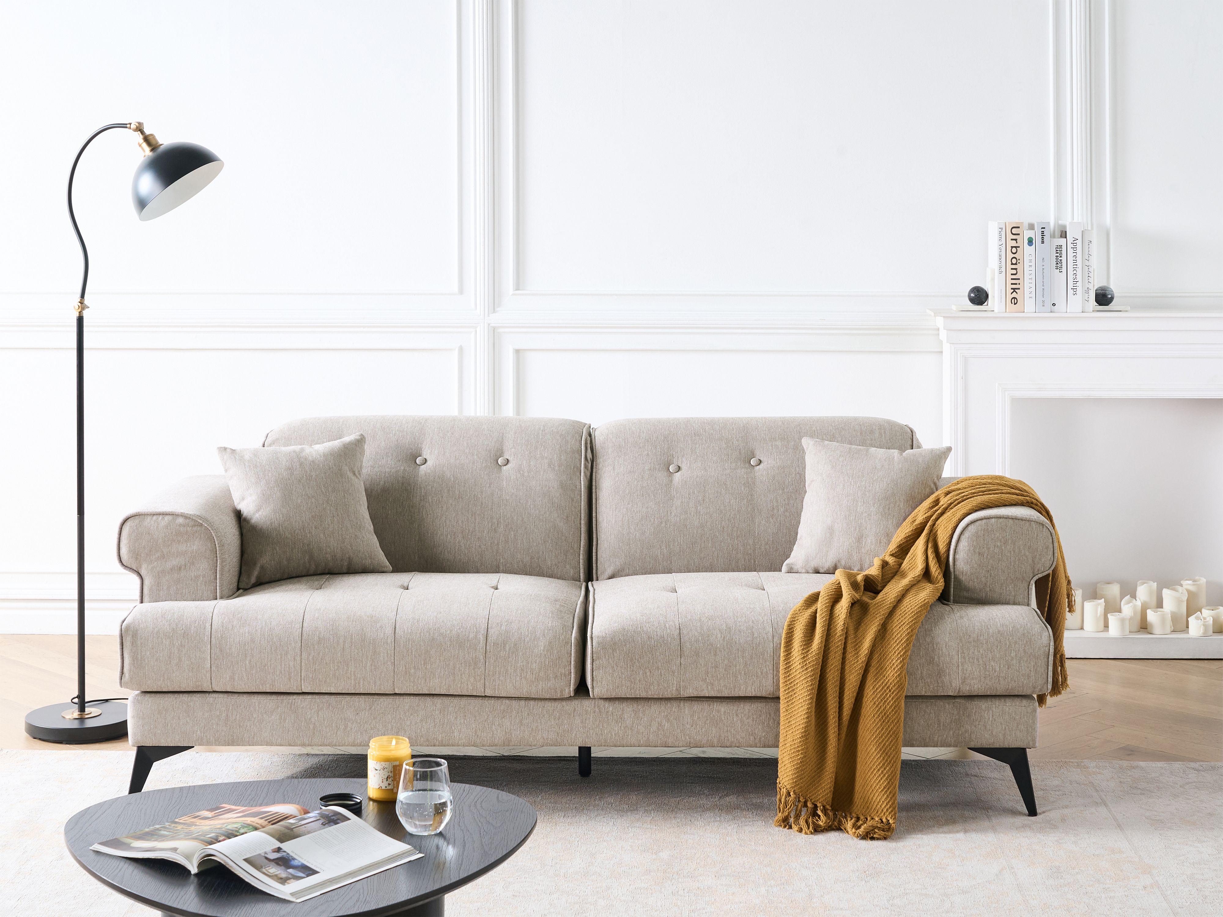 Sofa 3 Seater SKIVE Fabric Taupe