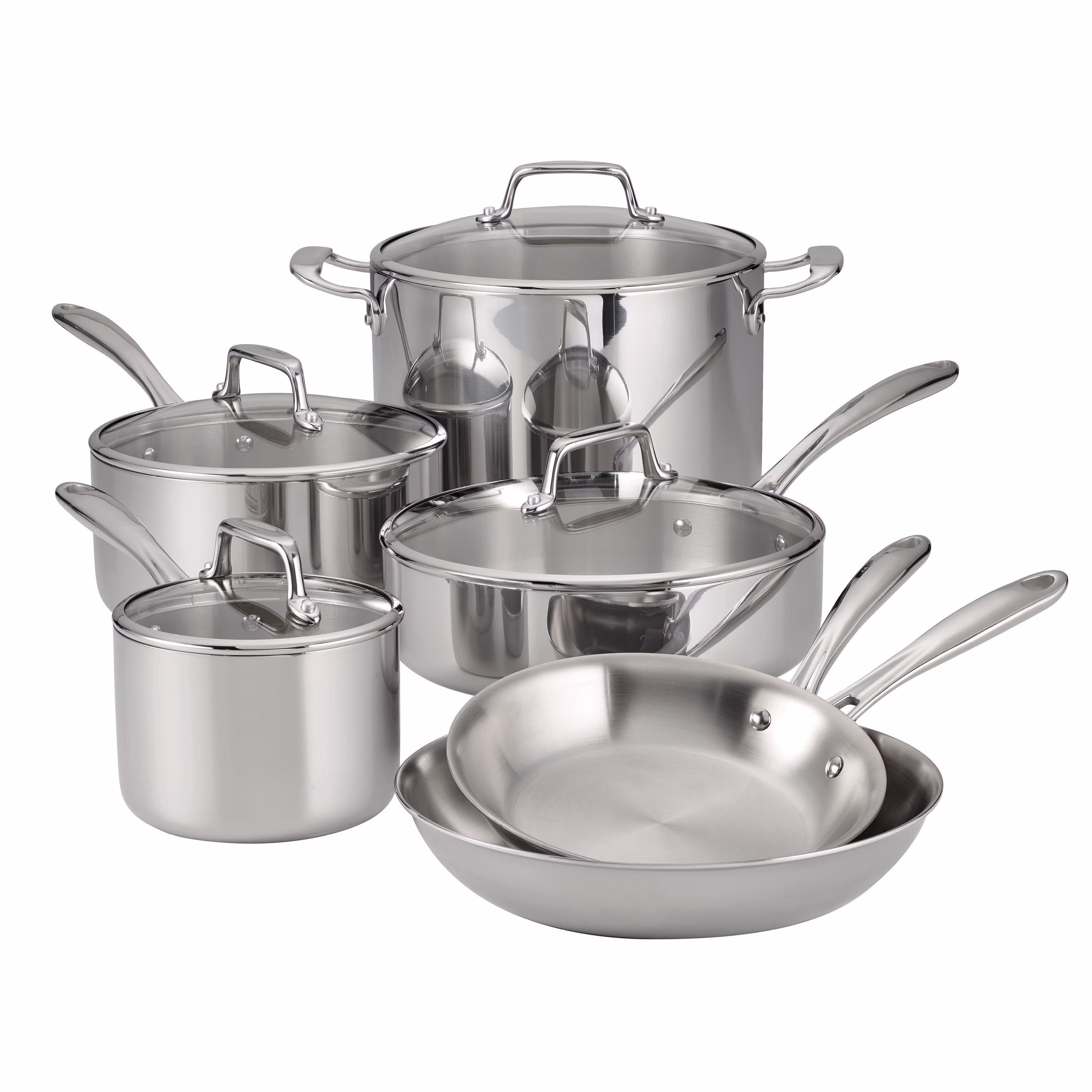Tramontina 14-Piece Tri-Ply Clad Stainless Steel Cookware Set, with Glass Lids - Image 7