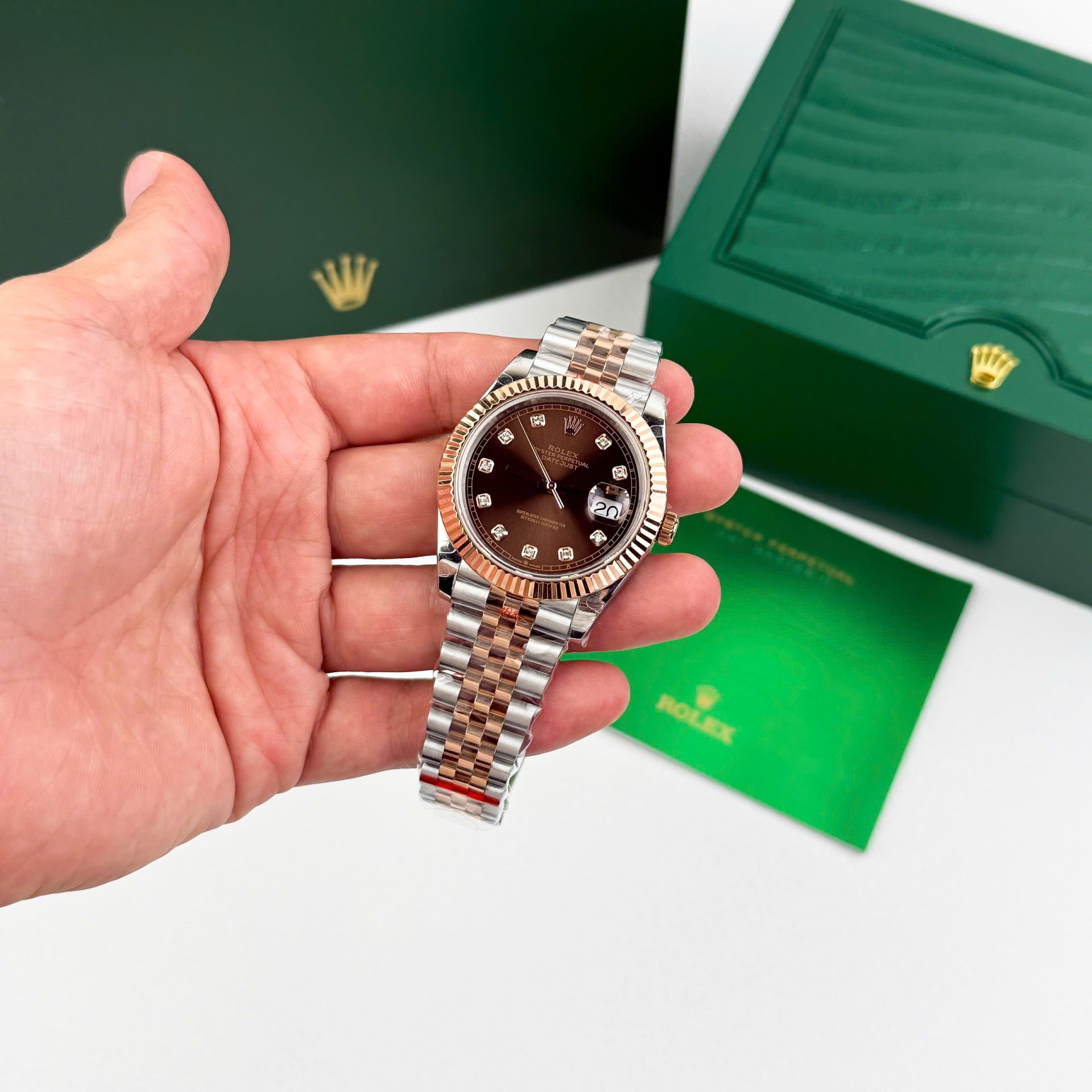 Rolex DateJust 126331 Replica Watch Dial Chocolate Jubilee Strap 41mm - Elite Watch Atelier