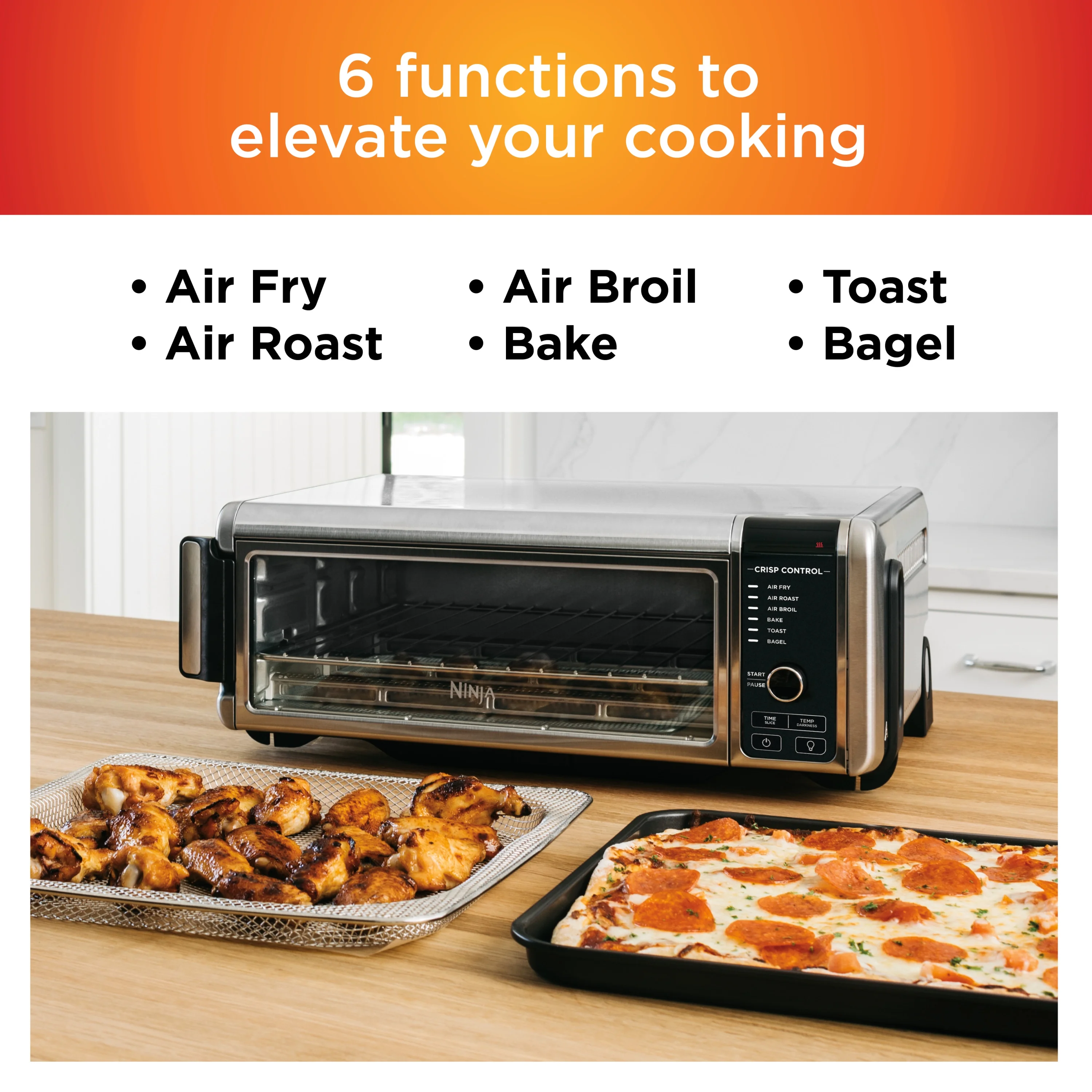 The Ninja? Foodi? Digital Air Fry Oven, Convection Oven, Toaster, Air Fryer, Flip-Away for Storage, 1800 watts, Stainless Steel, SP100