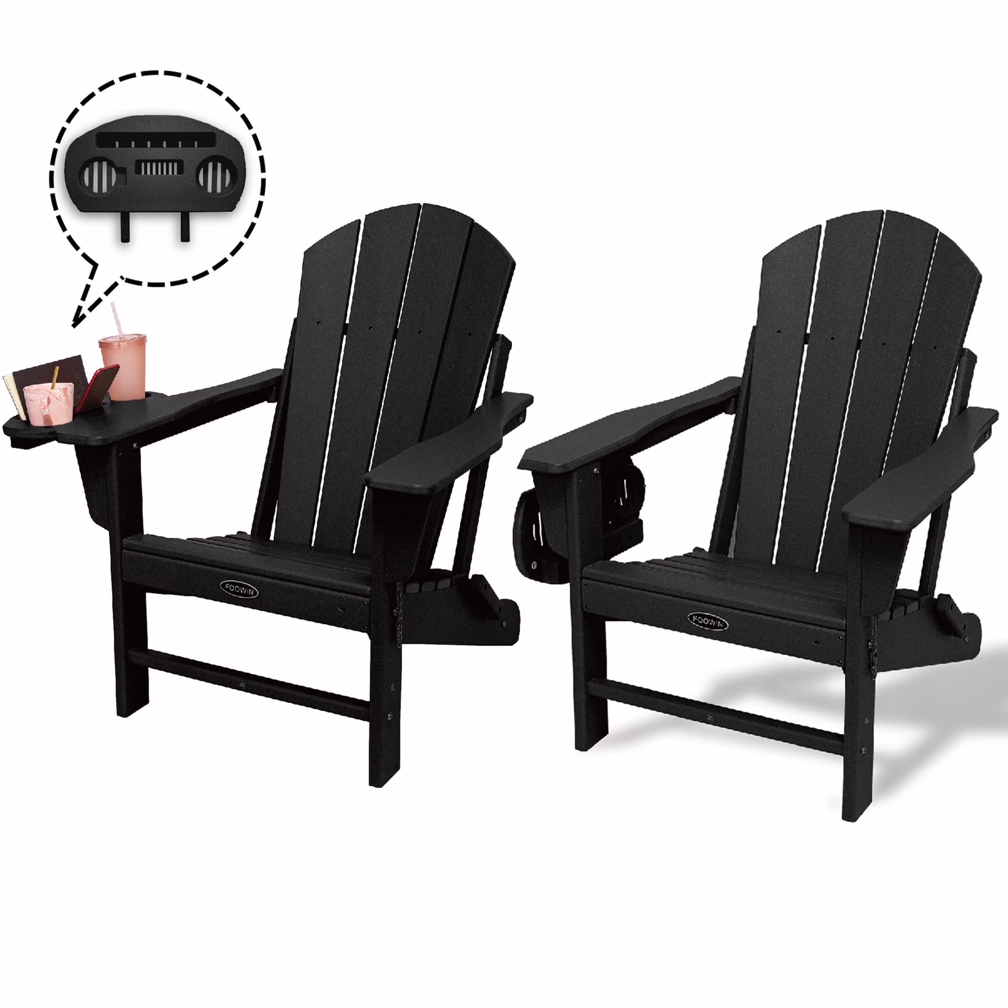 FOOWIN HDPE Plastic Adirondack Chairs Set of 4, Black - Image 35