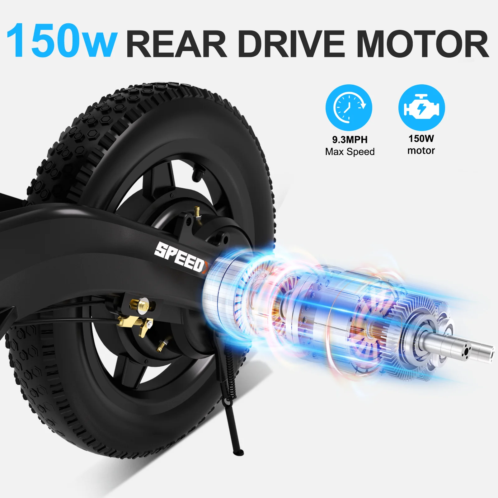 YunTopKids Electric Balance Bike for Kids, 150W Electric Bike for Kids with12 inch Pneumatic Tire, Adjustable Seat, Up to 5.6 Miles Electric Bike for Kids Ages 3-5,Black - Image 6