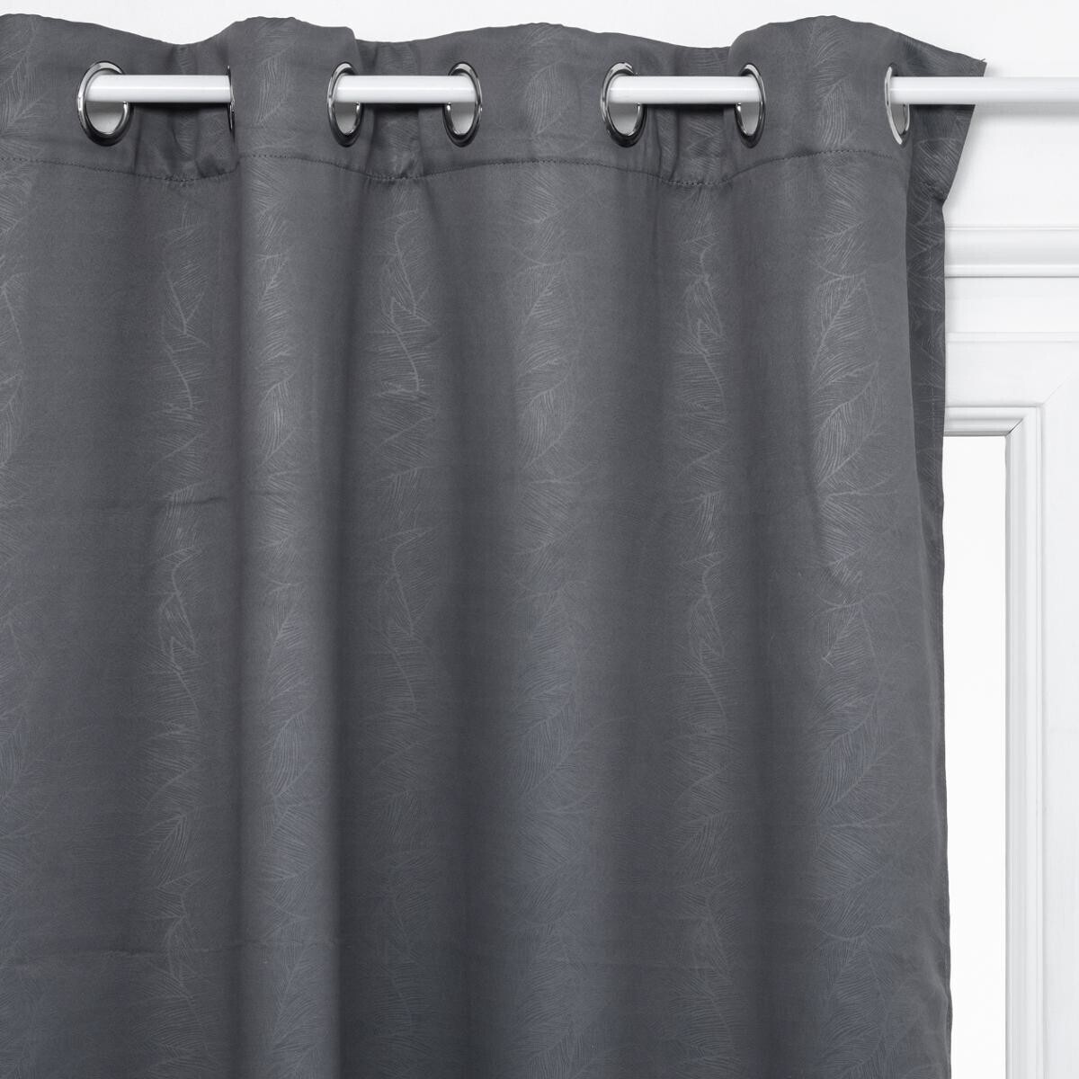 Blackout curtain "Leaves" Slate grey, 140x260 cm