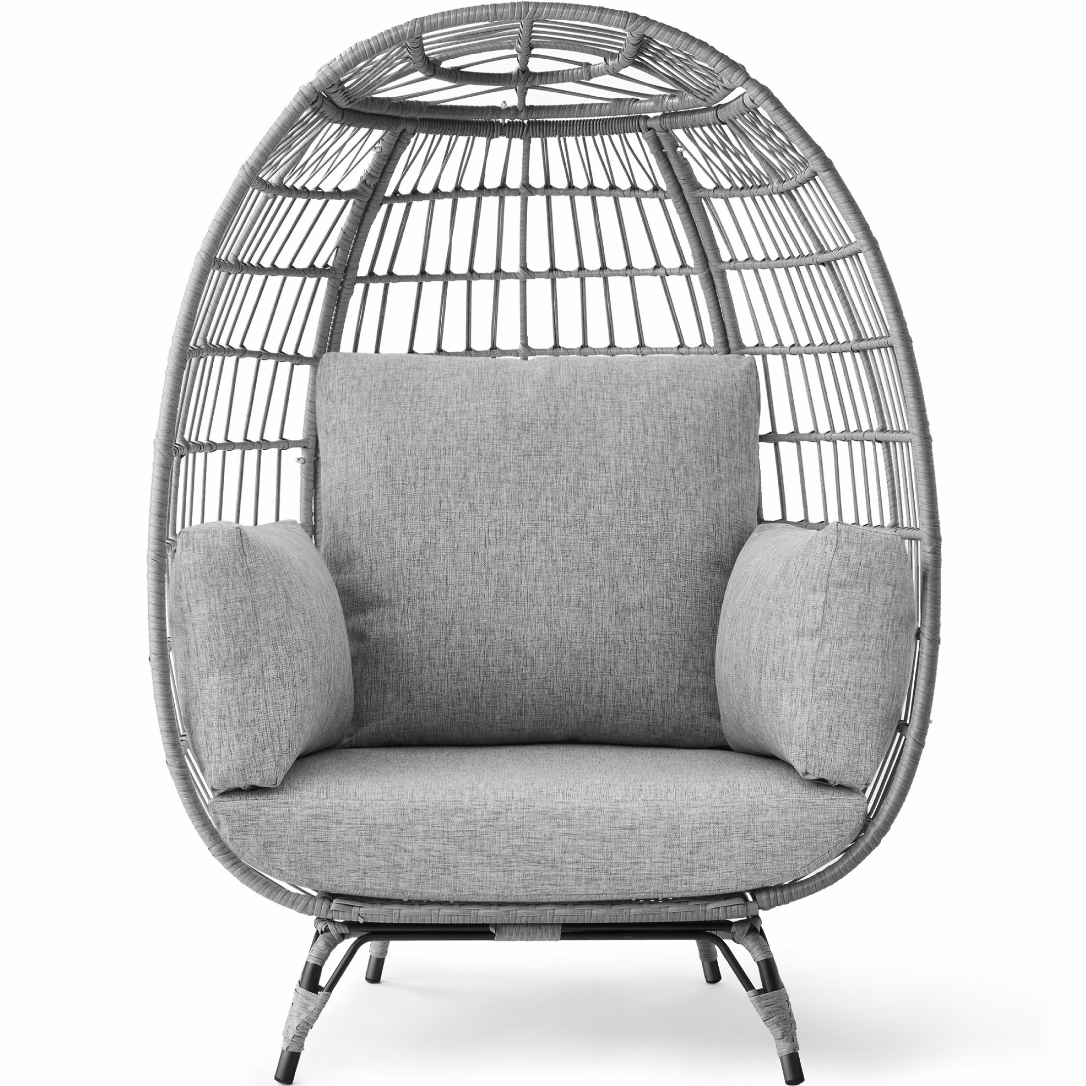 Best Choice Products Wicker Egg Chair Oversized Indoor Outdoor Patio Lounger w/ Steel Frame, 440lb Capacity - Black - Image 5