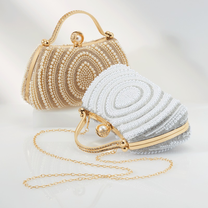 Faux Pearl Embellished Clutch with Catch Closure - MIDNIGHT VELVET CATALOG