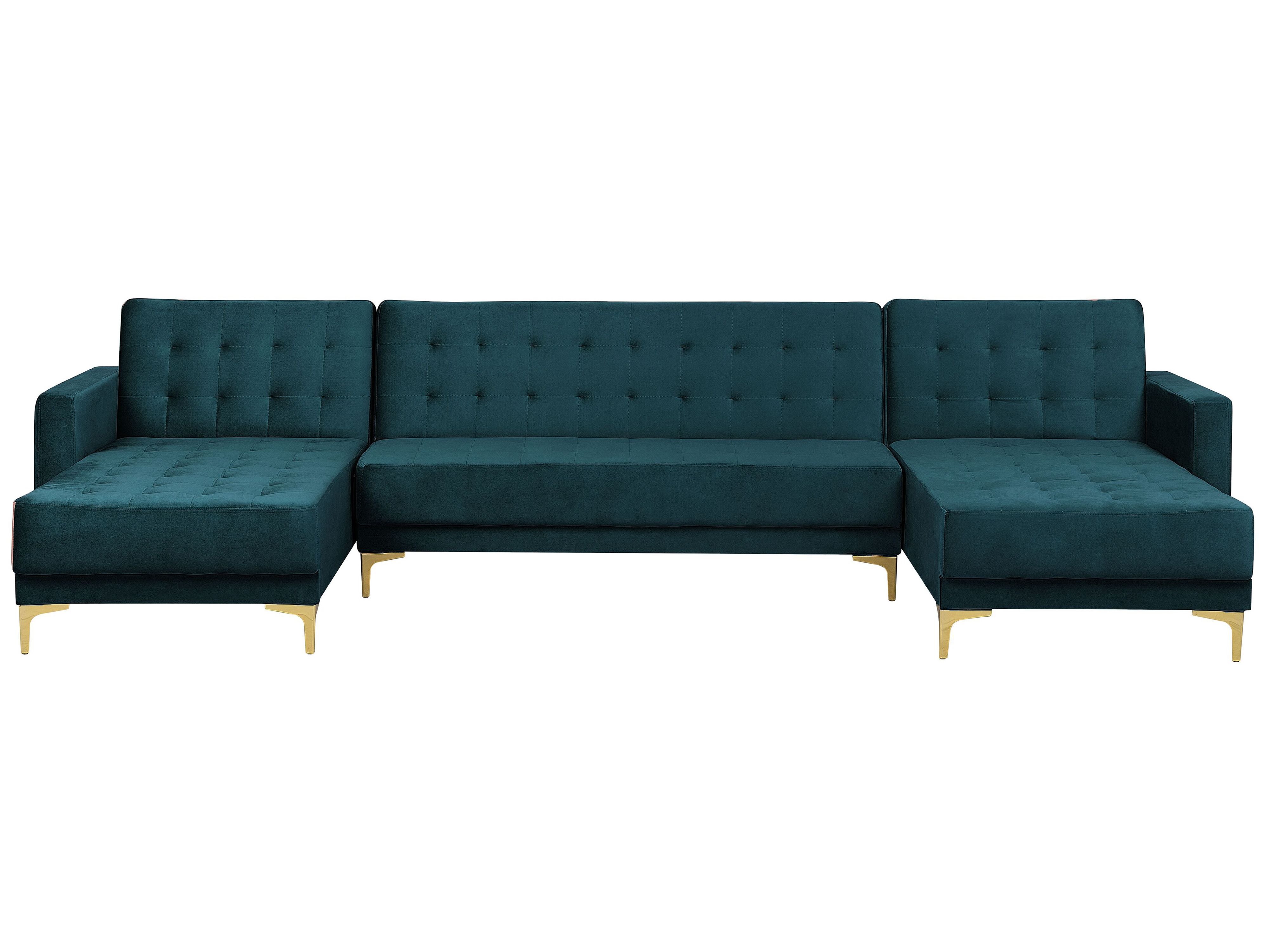 Modular U-Shape Sofa Bed 5 Seater ABERDEEN Velvet Teal