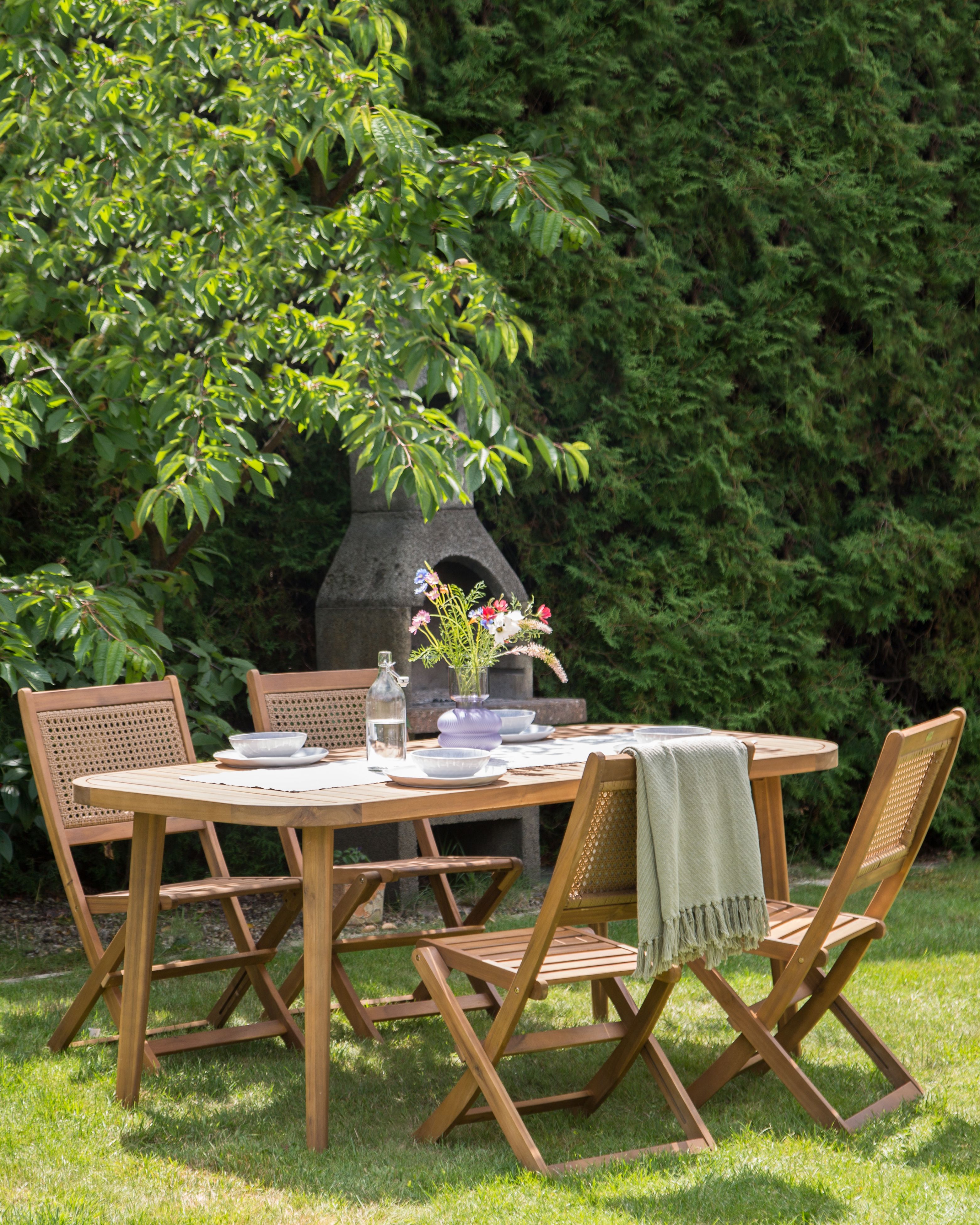 Set of 4 Garden Chairs PARAGGI Certified Acacia Wood Dark Brown