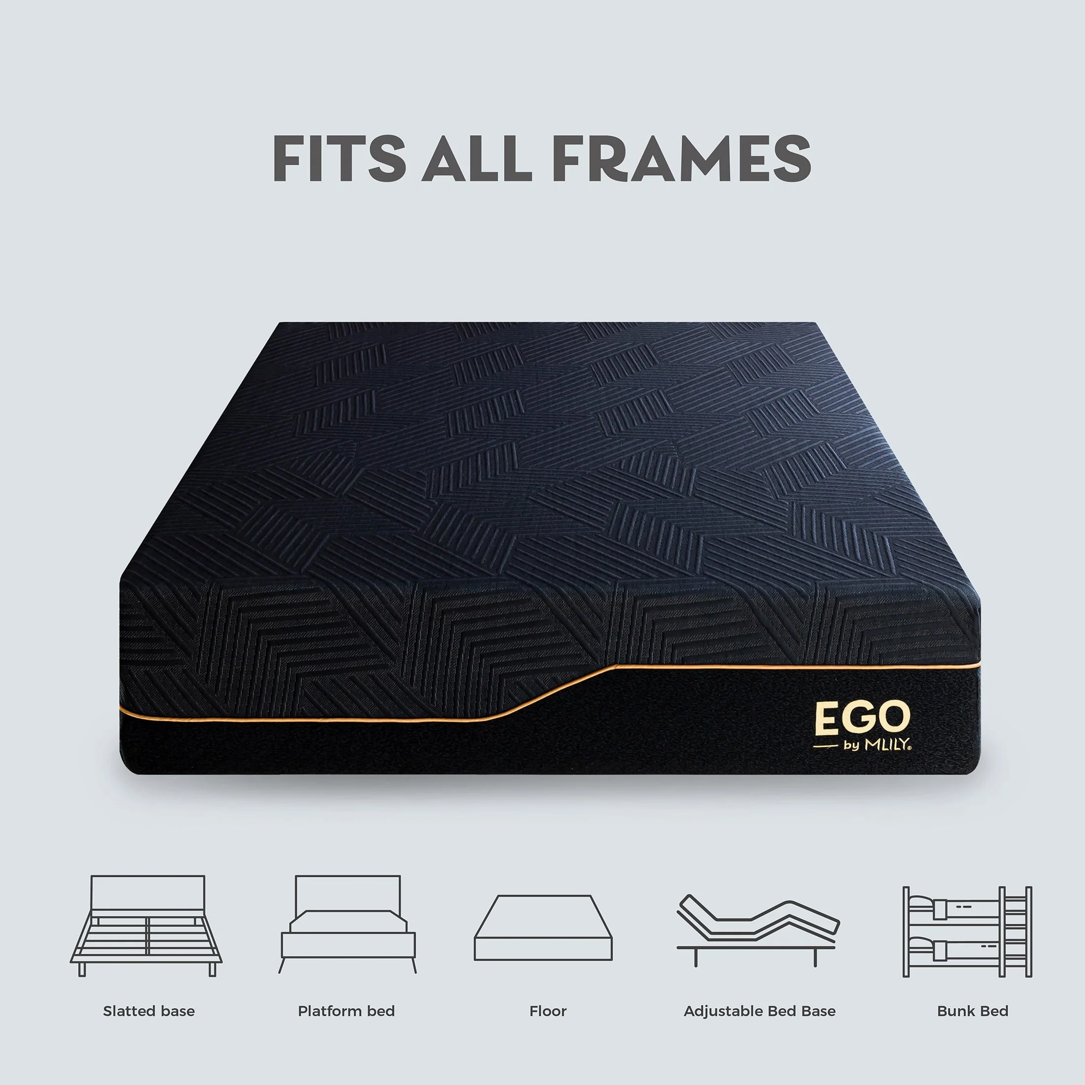 MLILY Ego Black 14 inch Queen Mattress, Cooling Gel Memory Foam Mattress in a box, Queen, Medium - Image 7