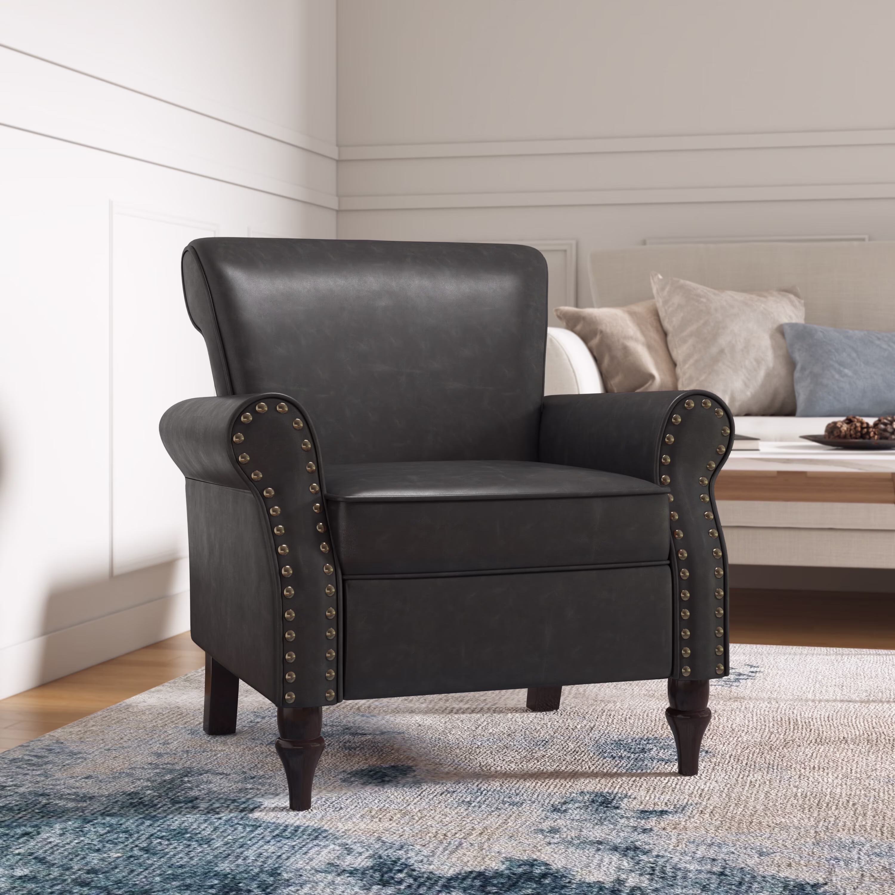 DREAMSIDEA Accent Chairs Upholstered Pattern Morden Armchair Comfy Linen Fabric Single Sofa for Living Room, Pattern White - Image 3