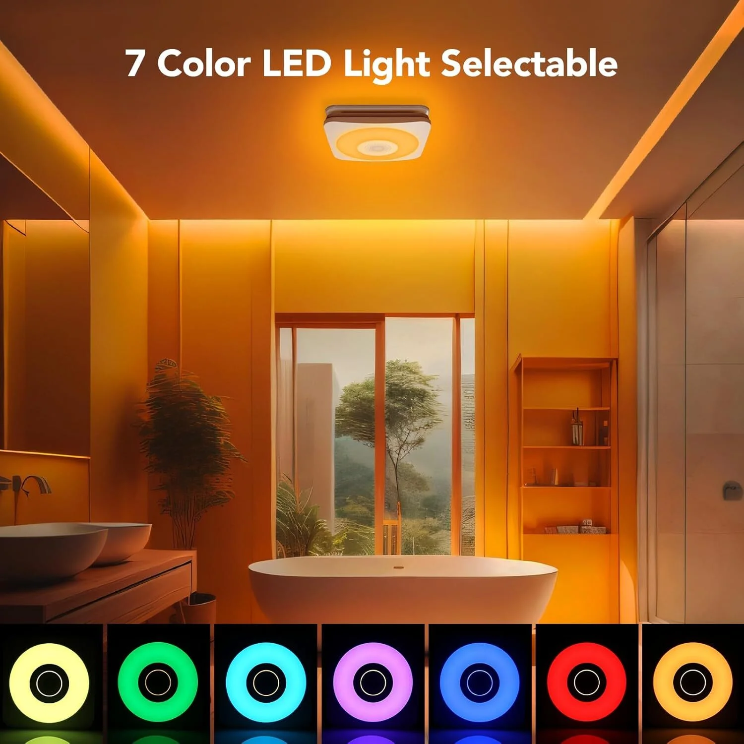 OREiN Bathroom Fan with Bluetooth Speaker, 110/160 CFM 1.0 Sones Bathroom Exhaust Fan with Light, 40W Shower Vent Fan with Light & Remote, 1500lm LED Light 2700K/4000K/6500K & Nightlight, Music Sync - Image 7