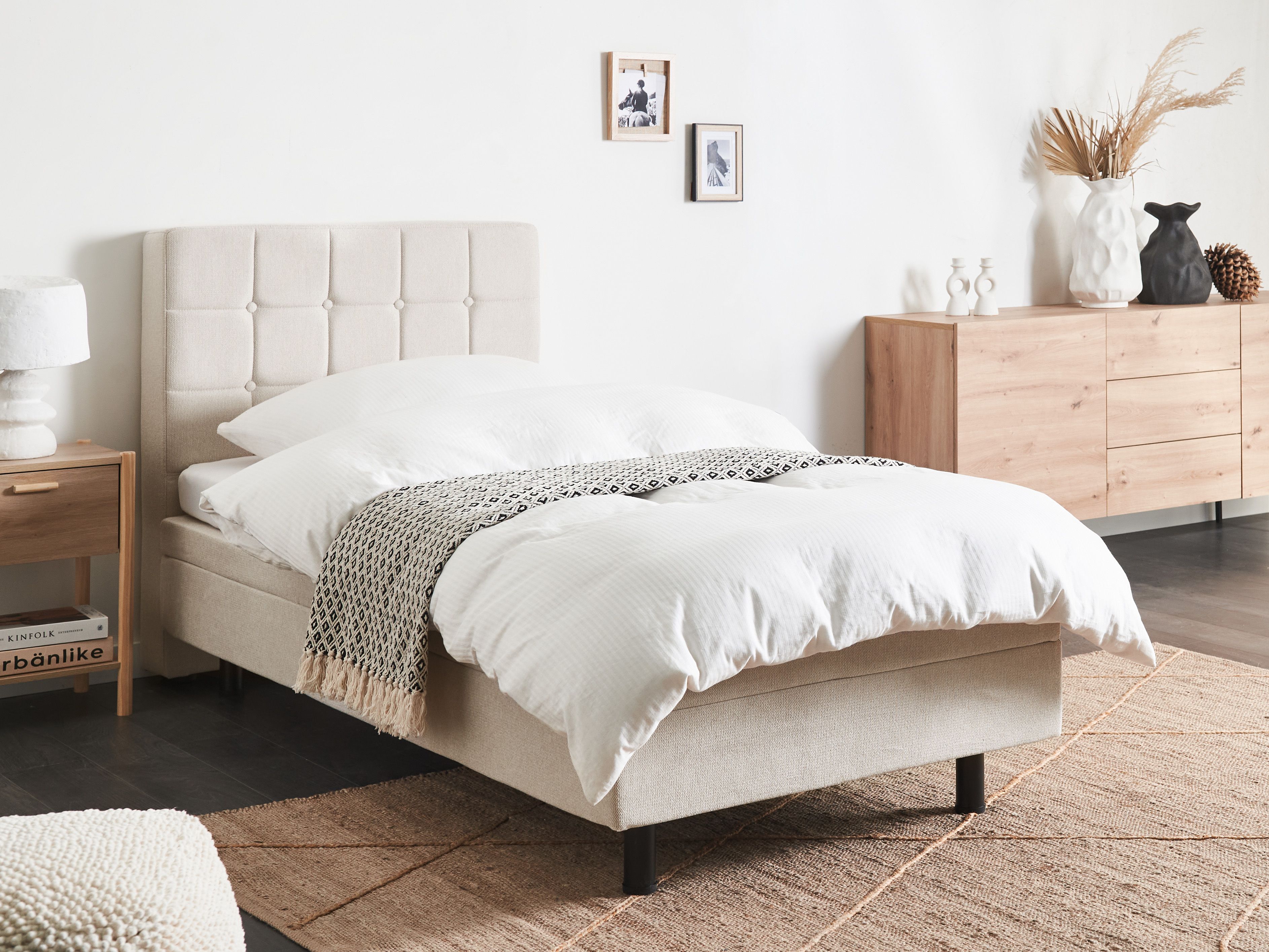 Adjustable Bed Fabric DUKE 90 x 200 cm (EU Single) Light Beige
