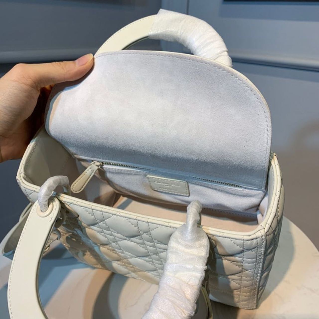 Christian Dior Medium Lady Dior Bag White For Women 9.5in/24cm CD1:1High-quality replica