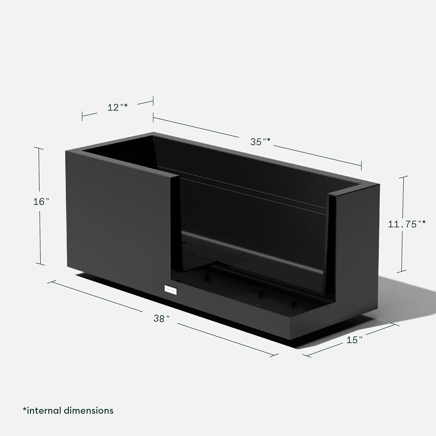 Veradek Rectangular Planter, Large, 16 in x 15 in x 38 in - Block Series Long Box - Image 3 Veradek Rectangular Planter, Large, 16 in x 15 in x 38 in - Block Series Long Box - Image 3