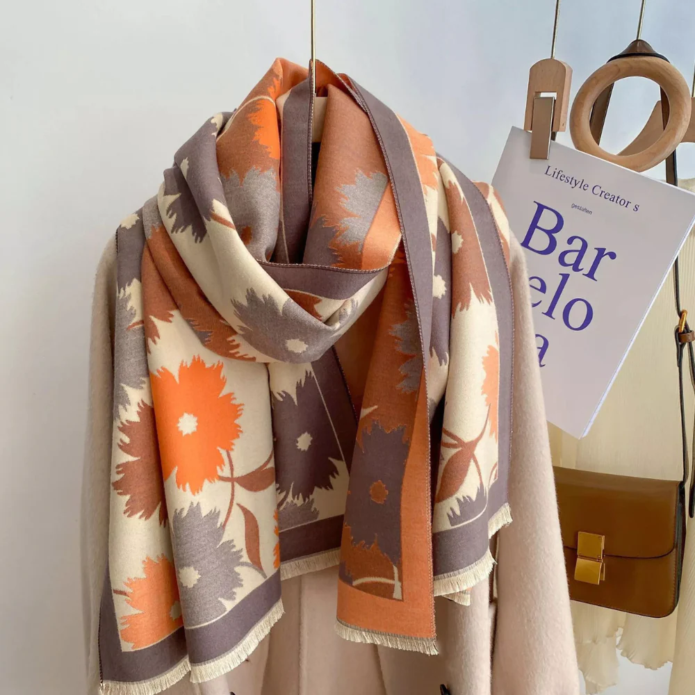 Cozy Floral Print Winter Scarf - ZKZOOK