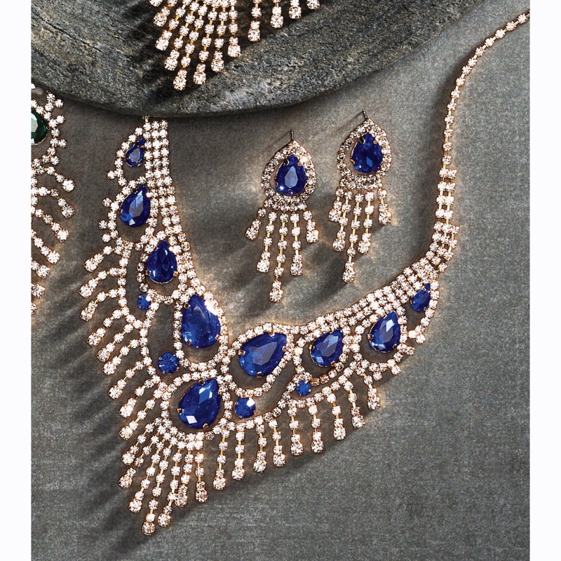 Crystal/Fringe Color Necklace & Earring Set - MIDNIGHT VELVET CATALOG