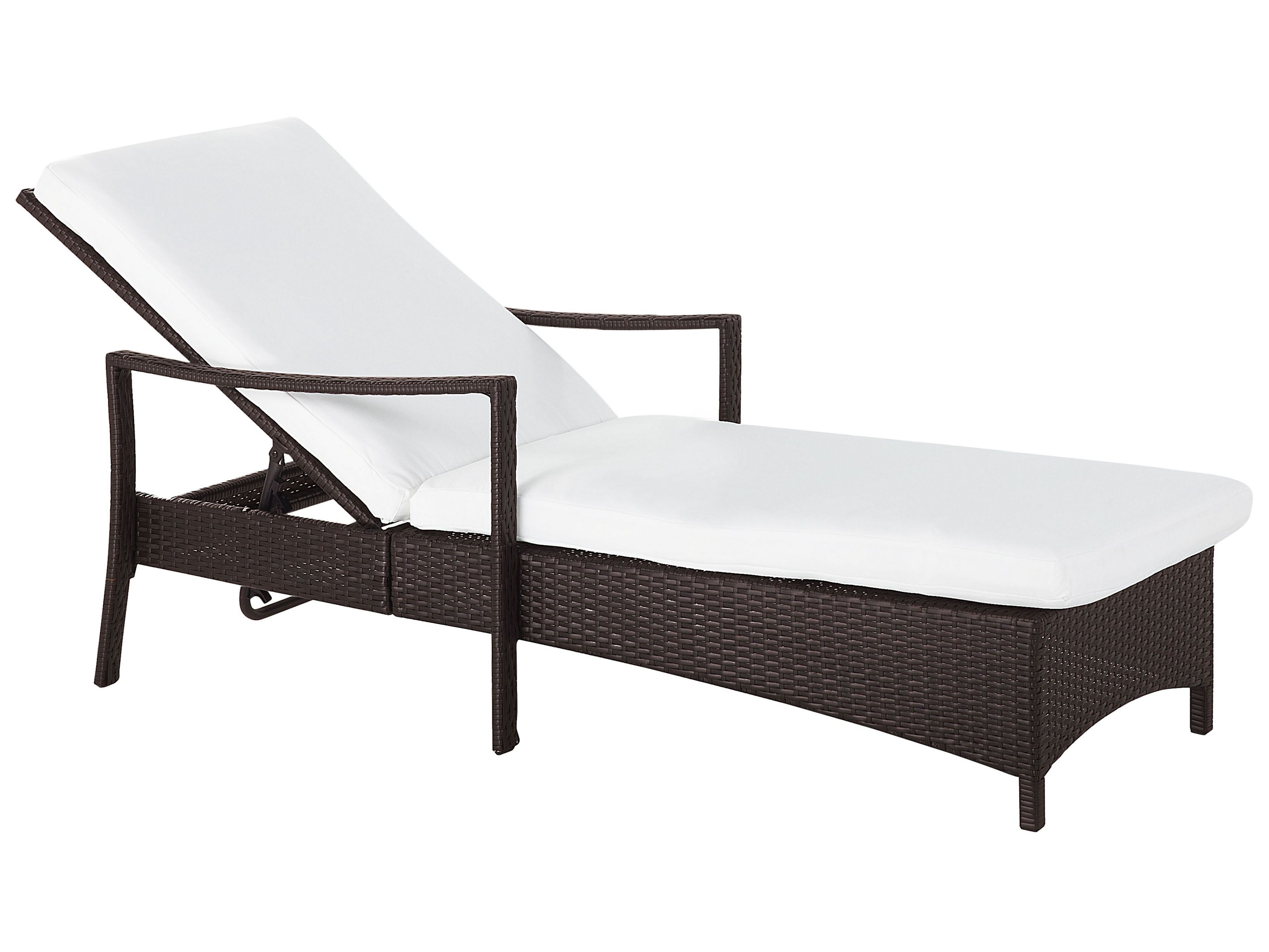 Sun Lounger with Cushion VASTO Reclining PE Rattan Brown