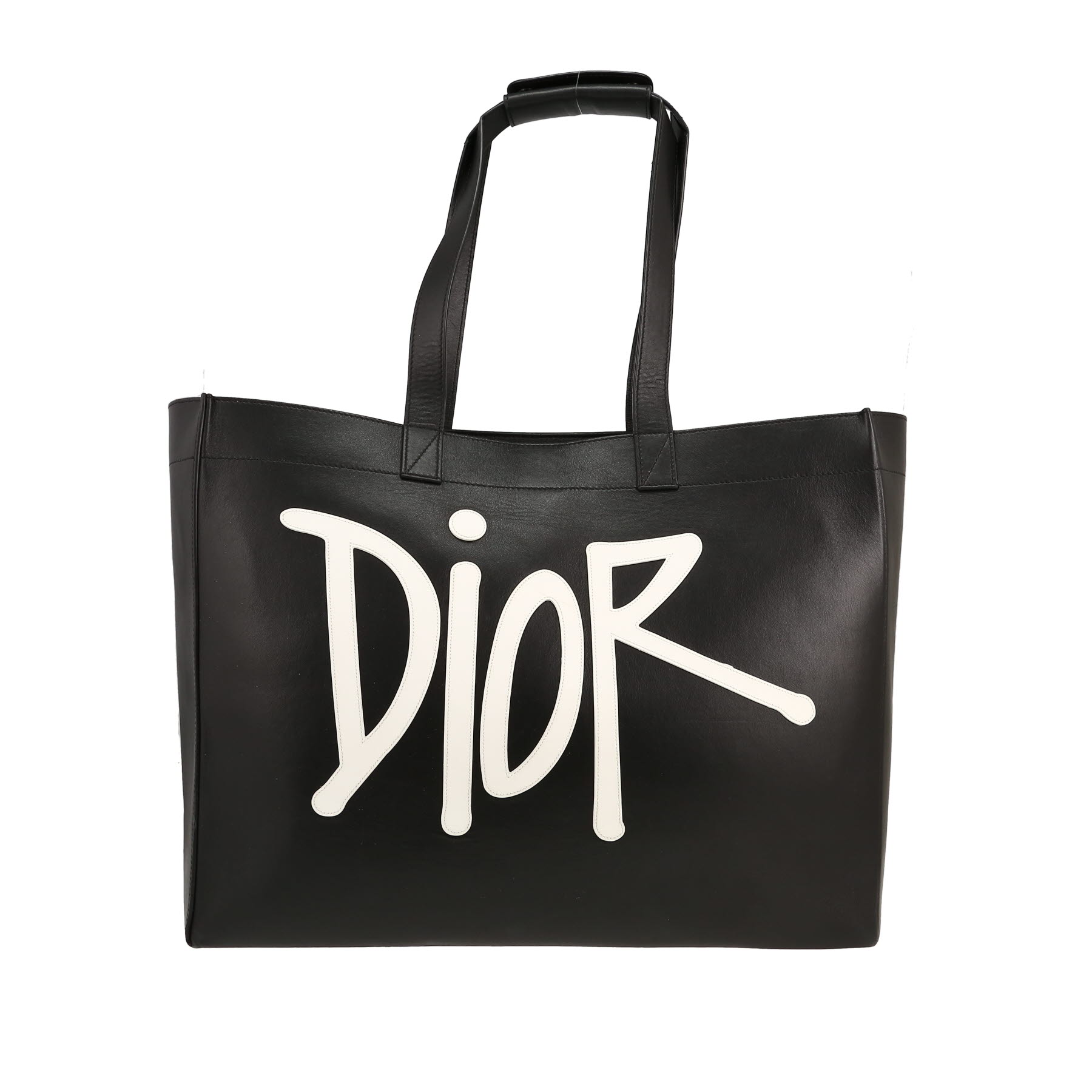 Dior D-Dior Editions Limitées Stüssy shopping bag in black and white leather1:1High-quality replica