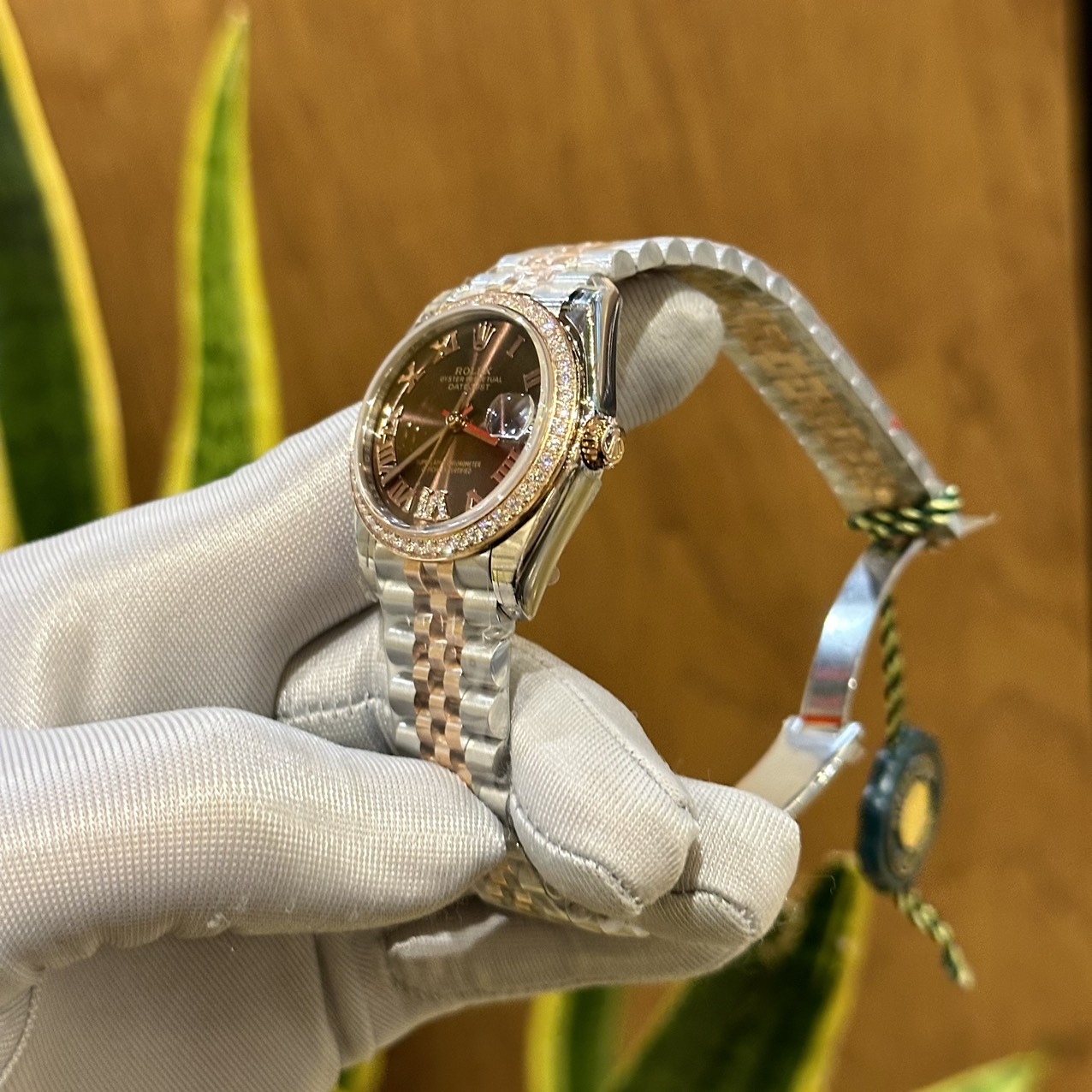 Rolex DateJust Women s High Quality Fake Watch With Diamonds Chocolate Dial 31mm - Elite Watch Atelier