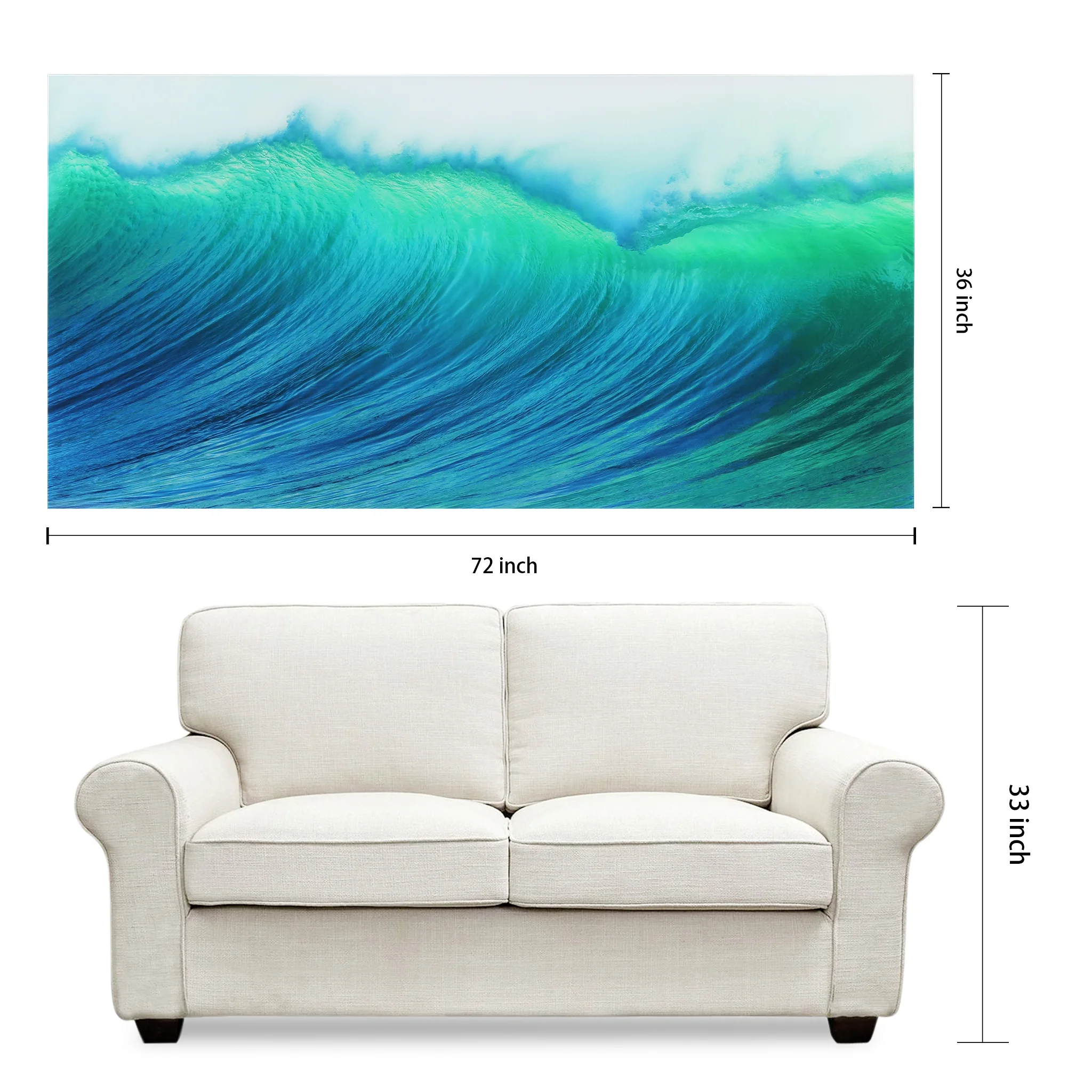 Empire Art Direct Blue Splash Frameless Free Floating Tempered Glass Panel Graphic Wall Art, 72" x 36", Ready to Hang - Image 67