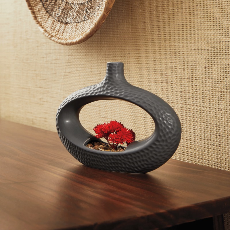 Faux Succulent in Oval Vase - MIDNIGHT VELVET CATALOG