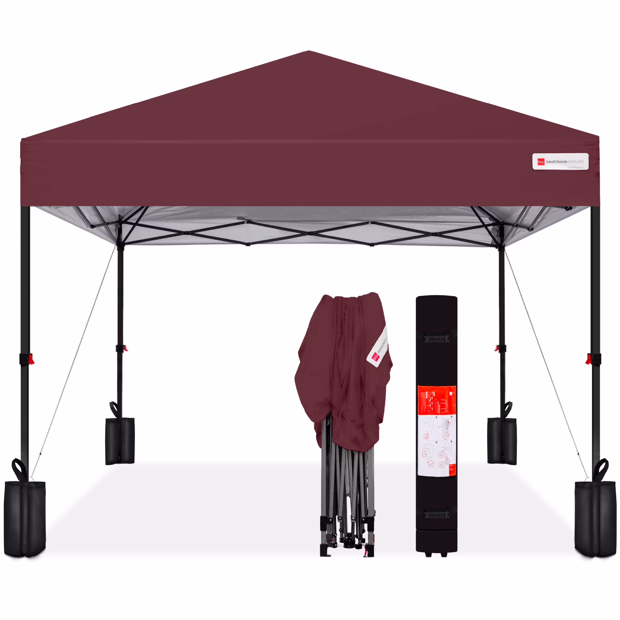 Best Choice Products 10x10ft Easy Setup Pop Up Canopy w/ 1-Button Setup, Wheeled Case, 4 Weight Bags - White - Image 7