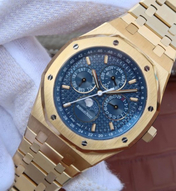 Replica Audemars Piguet JF Royal Oak 41mm 26574 YG Blue Dial White Hand A5134 - Elite Watch Atelier