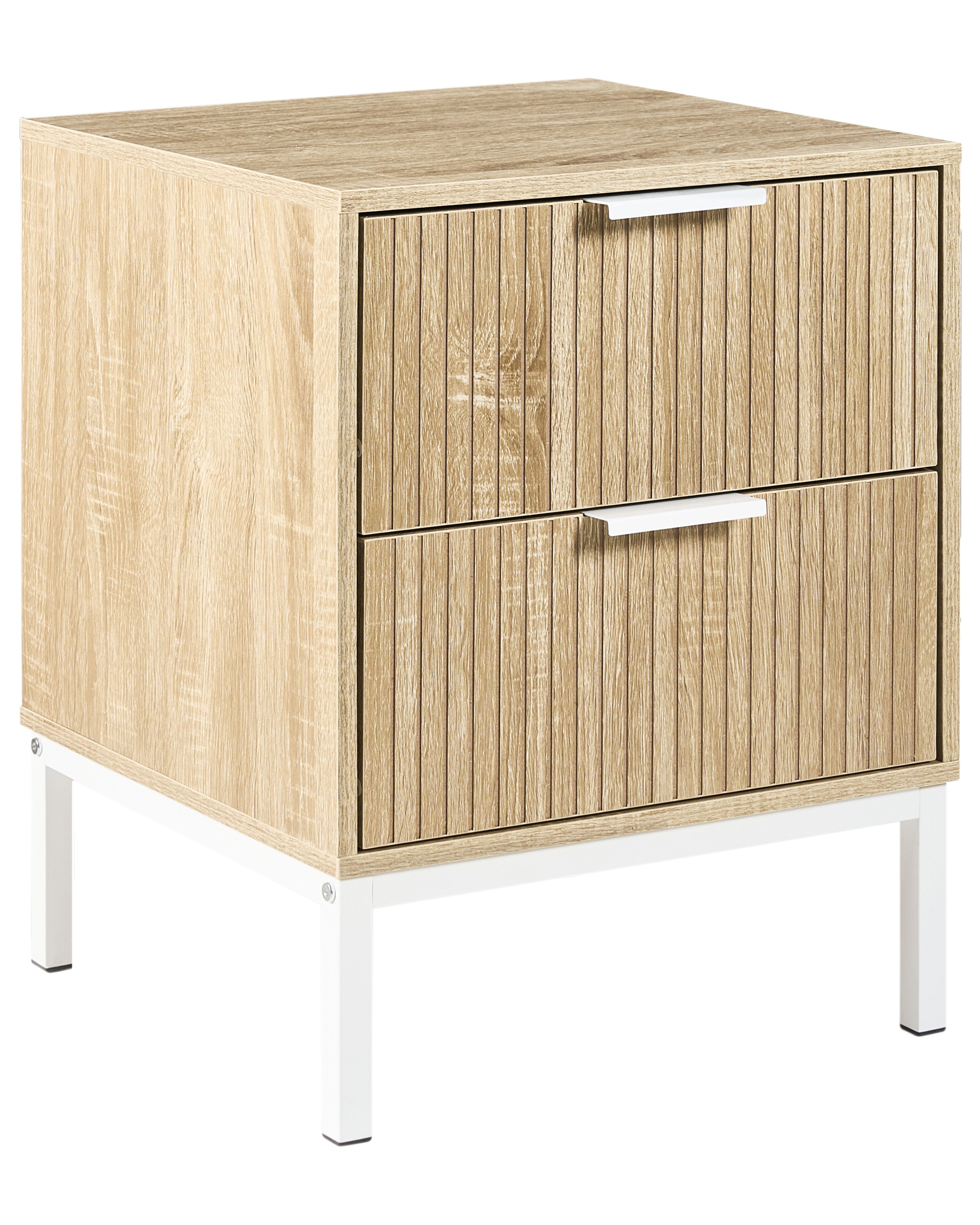 2 Drawer Bedside Table ROYALLA Light Brown