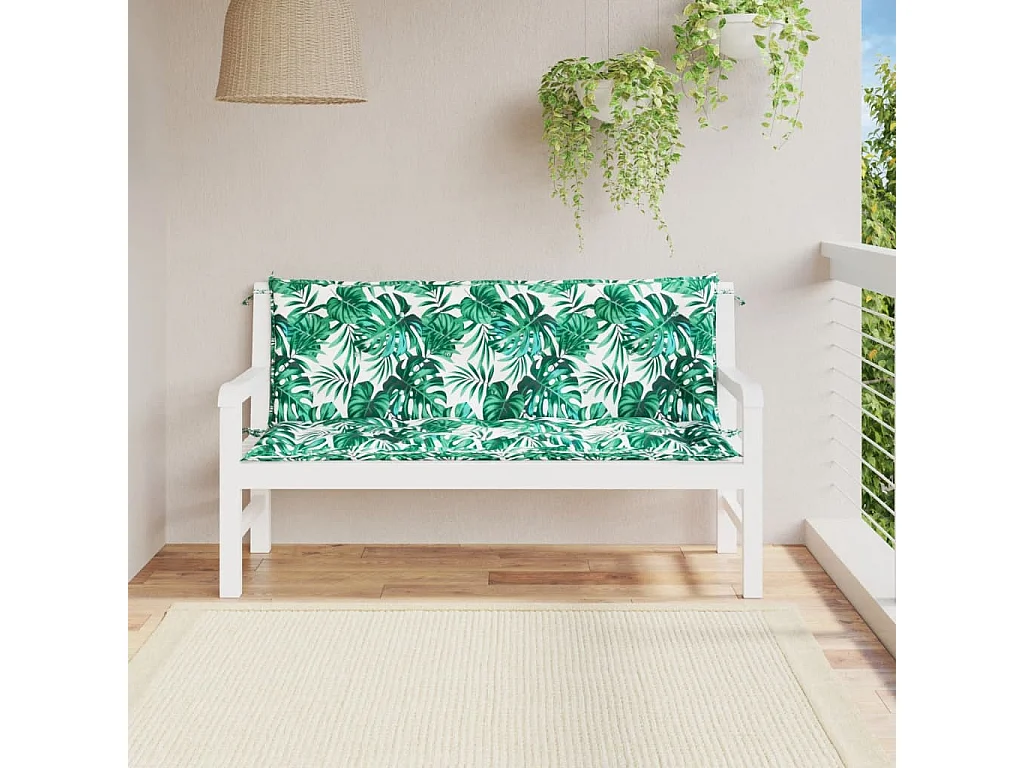 Coussins de banc de jardin lot de 2 motif de feuilles