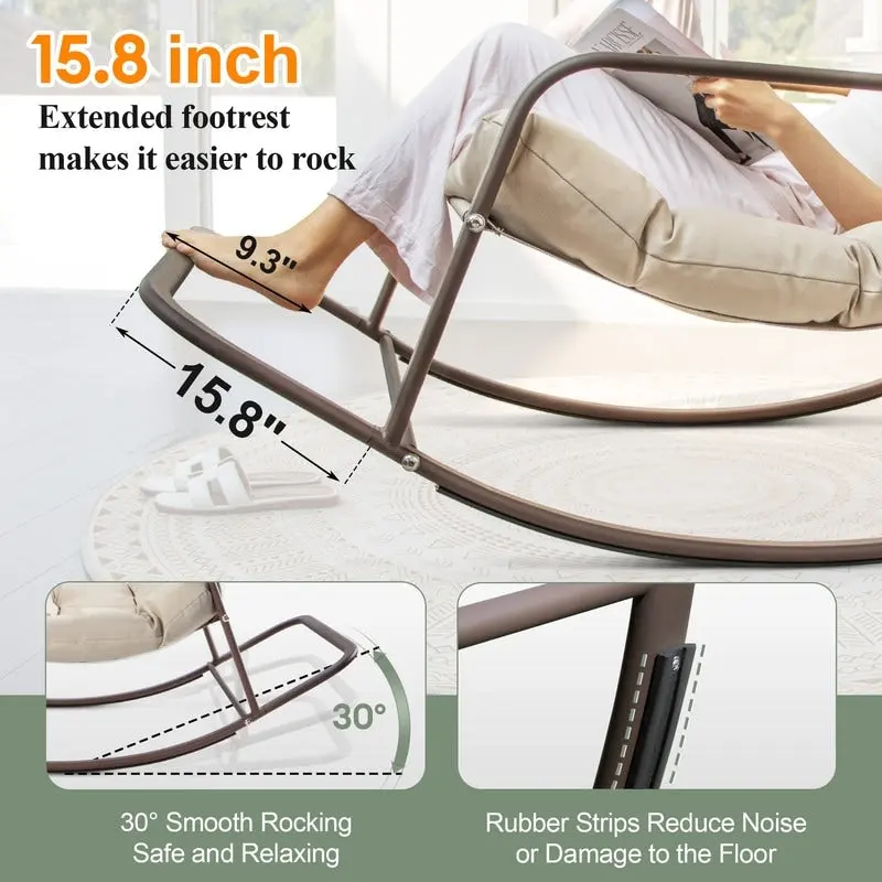 Oversized Outdoor Rocking Lounge Chair With Water-Resistant Cushions, 450 lbs Capacity - Image 14 Oversized Outdoor Rocking Lounge Chair With Water-Resistant Cushions, 450 lbs Capacity - Image 14