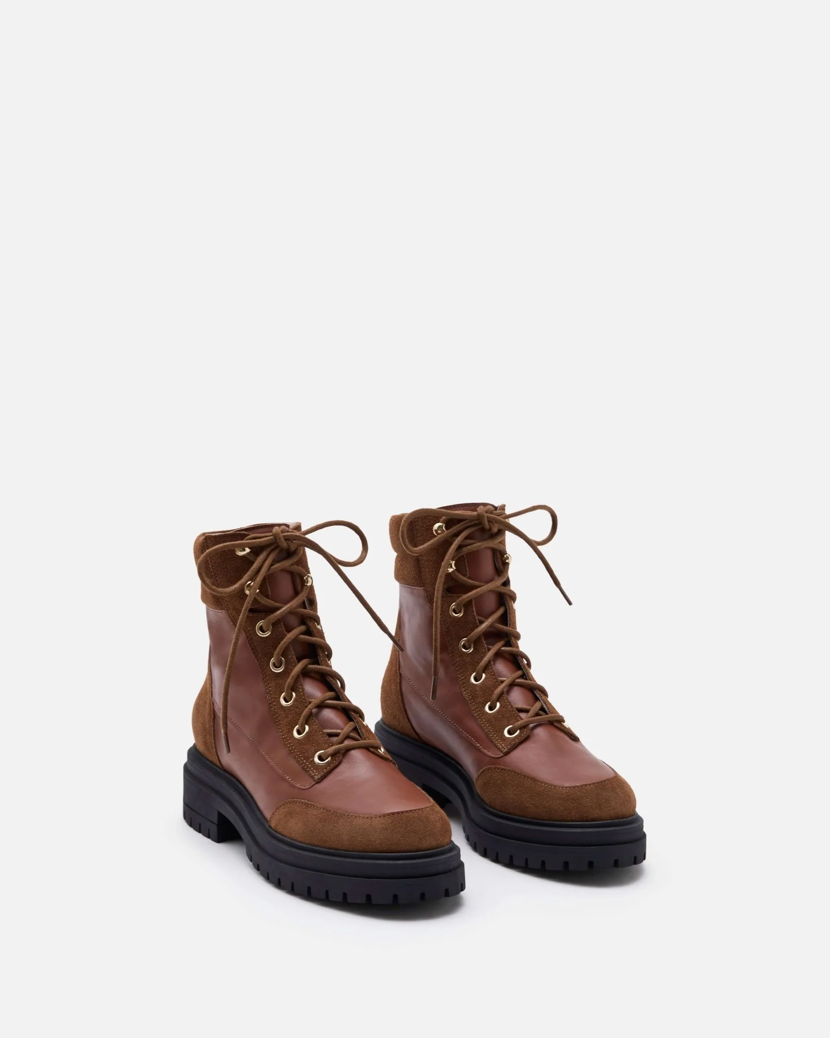 BOTTINES MISTIA/BI - En cuir à lacets taupe