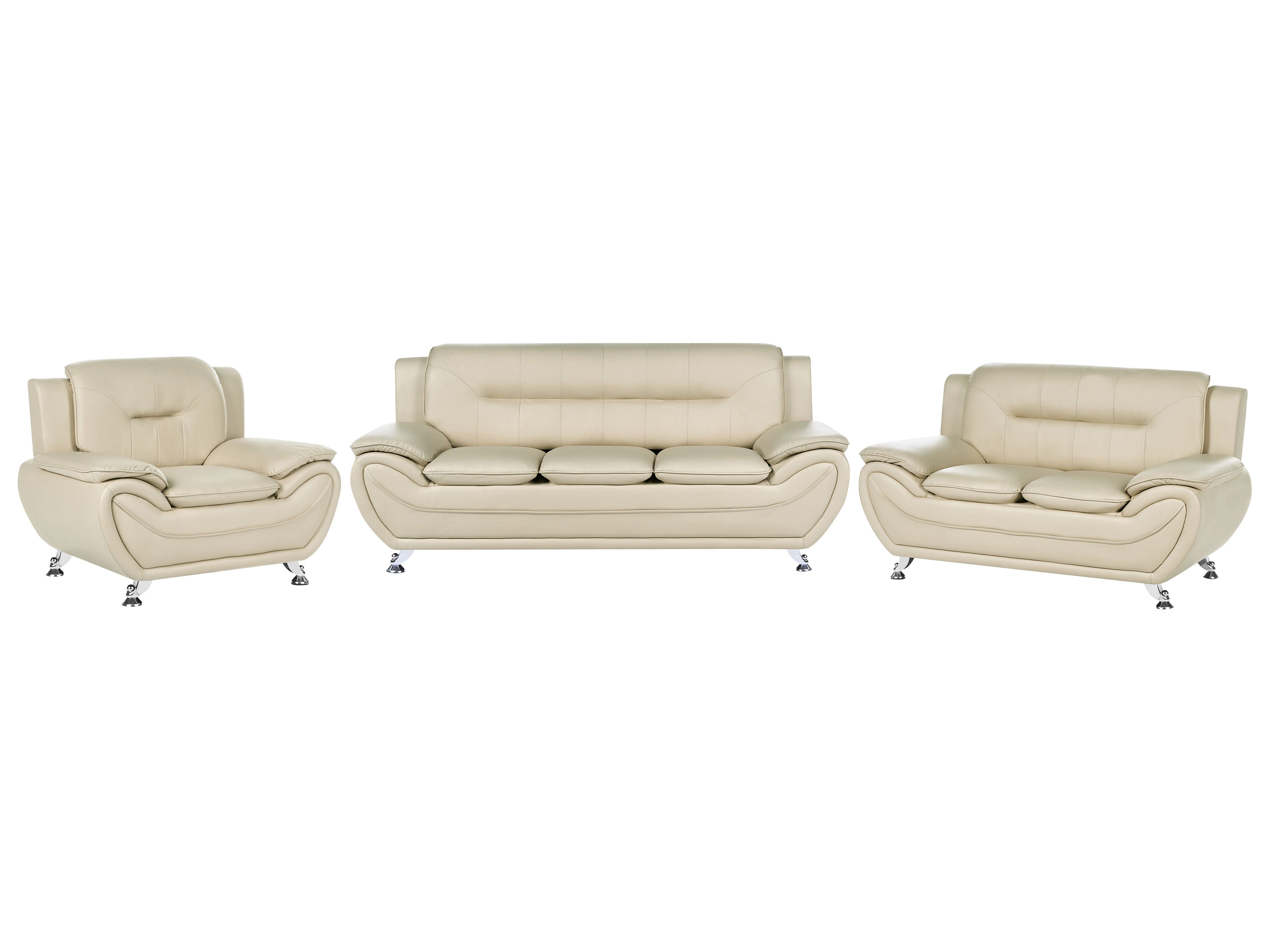 Living Room Set 6 Seater LEIRA Faux Leather Beige