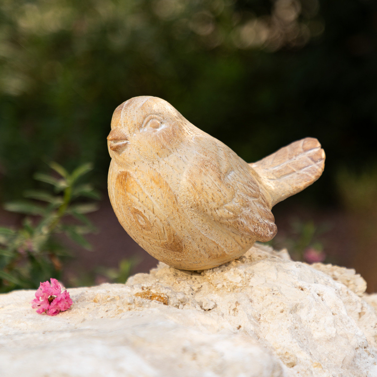Outdoor bird statuette "Birdy" Beige, H.13.5 cm