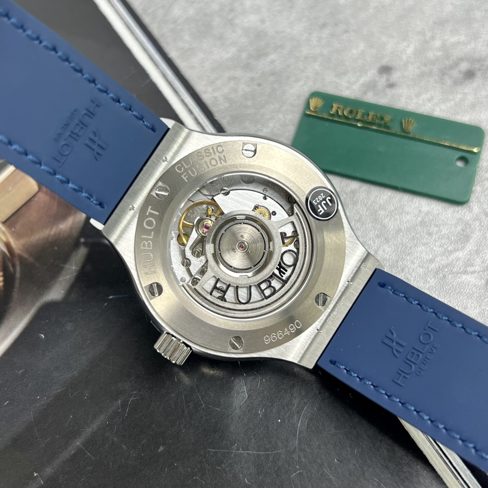 Hublot Classic Fusion Titanium Replica Watch Blue Leather Strap JJF 38mm - Top club