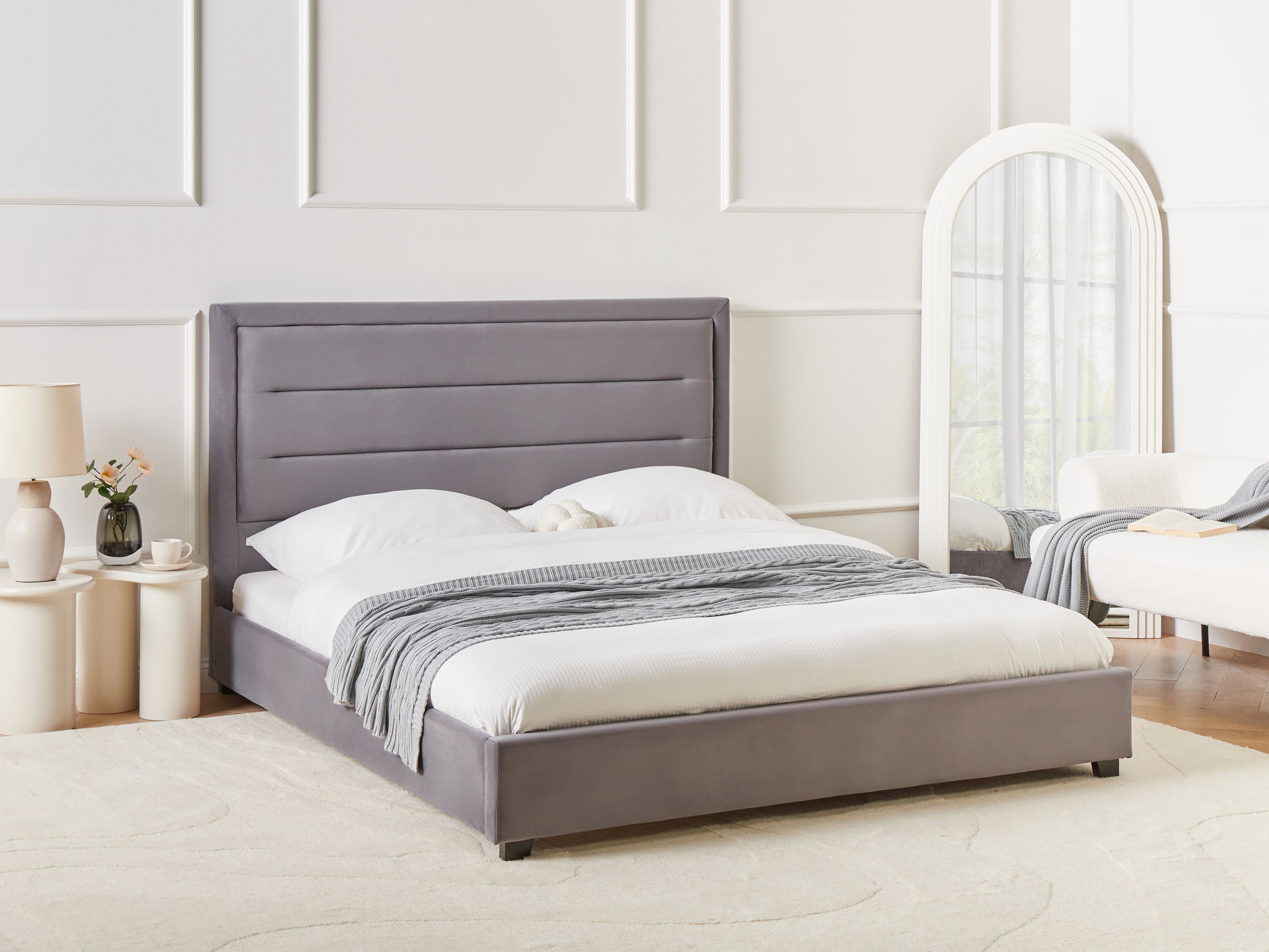 Bed Velvet ROUEN 160 x 200 cm (EU King Size) Dark Grey