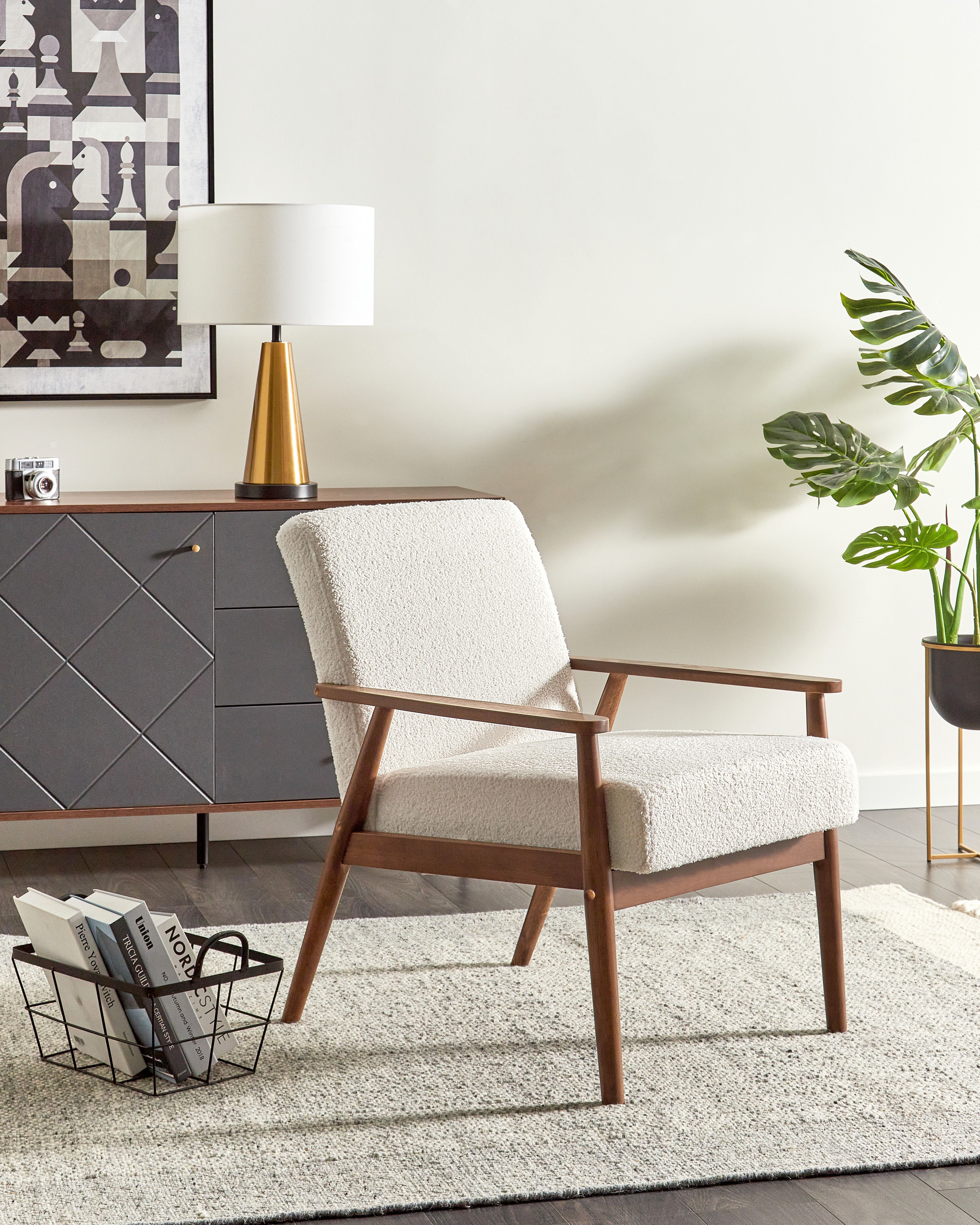 Armchair ESRUM Boucle Dark Brown/ White