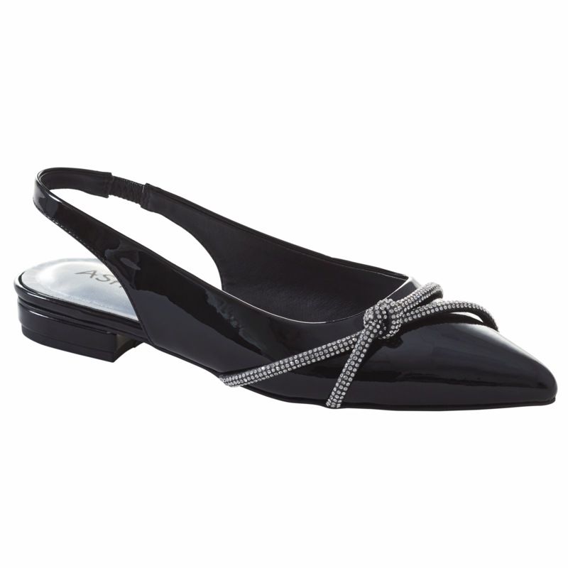 Pave-Knot Faux-Patent Slingback Flat for Women - MIDNIGHT VELVET CATALOG
