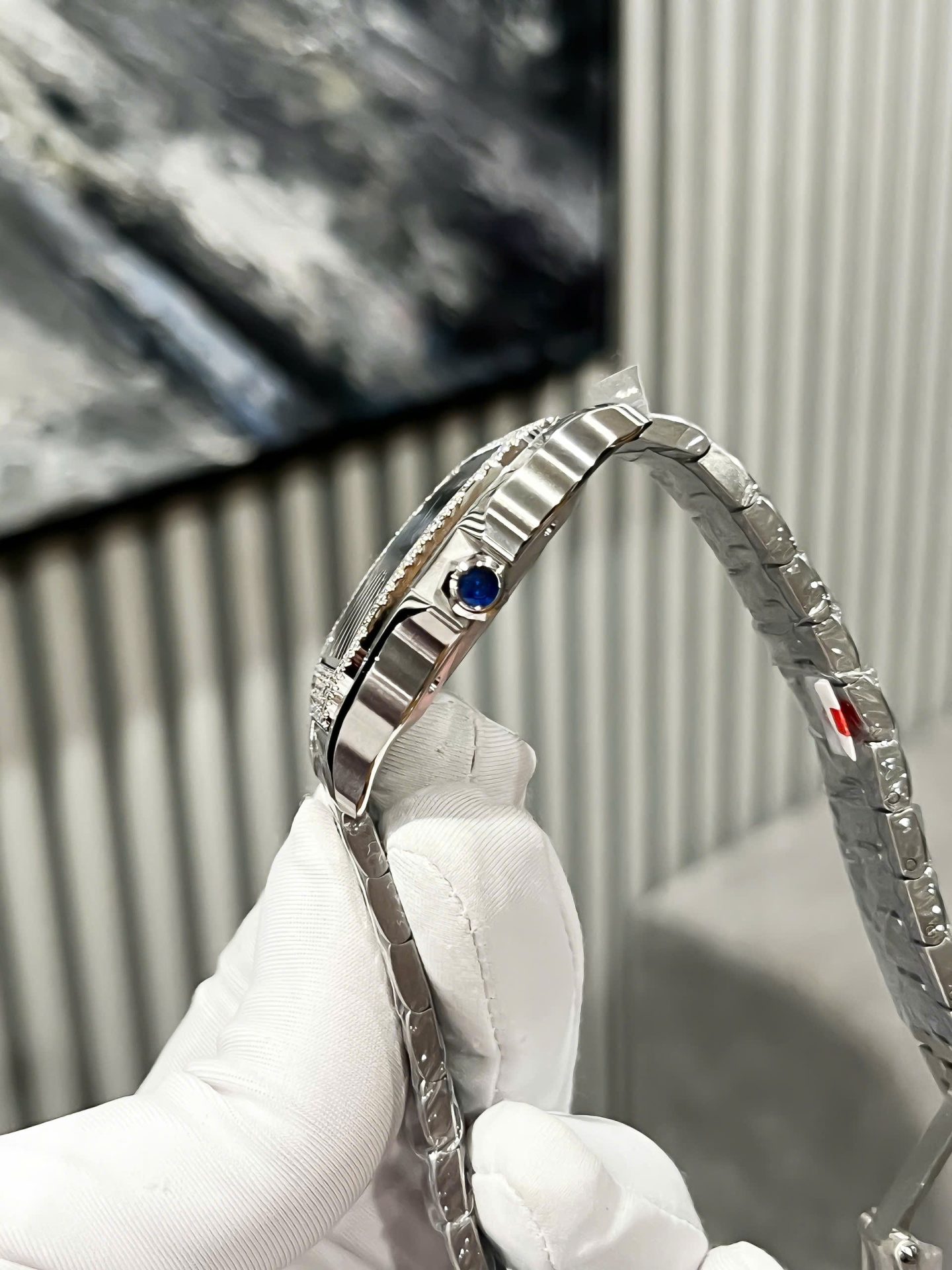 Cartier Santos Replica Watch Custom Moissanite Diamonds Dial Green BV Factory 39.8mm - Top club