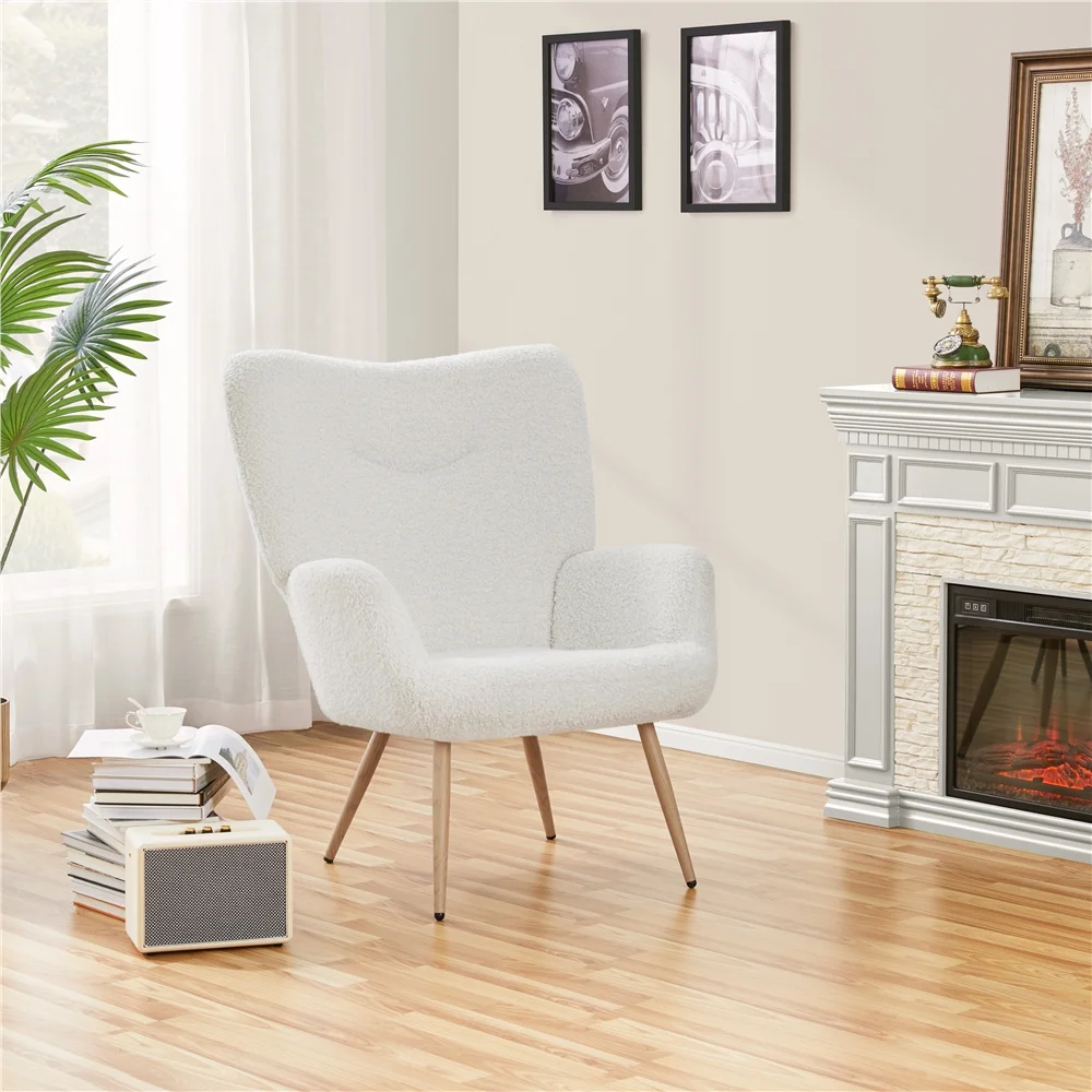 Alden Design Mid-Century Modern Faux Leather Wingback Accent Chair, Brown - Image 20
