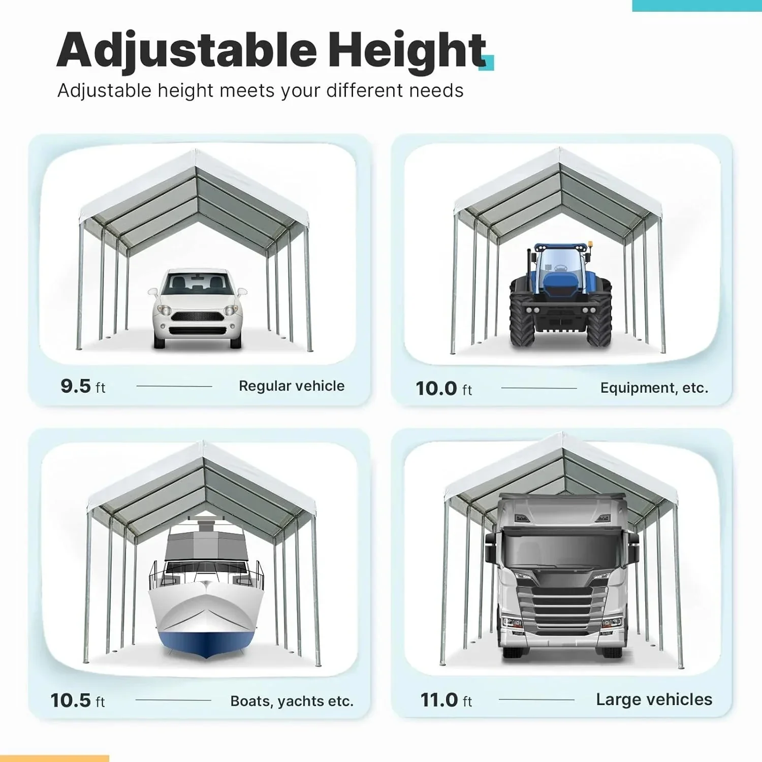 ADVANCE OUTDOOR Heavy Duty Portable Carport 10x20 ft, Beige - Image 2 ADVANCE OUTDOOR Heavy Duty Portable Carport 10x20 ft, Beige - Image 2