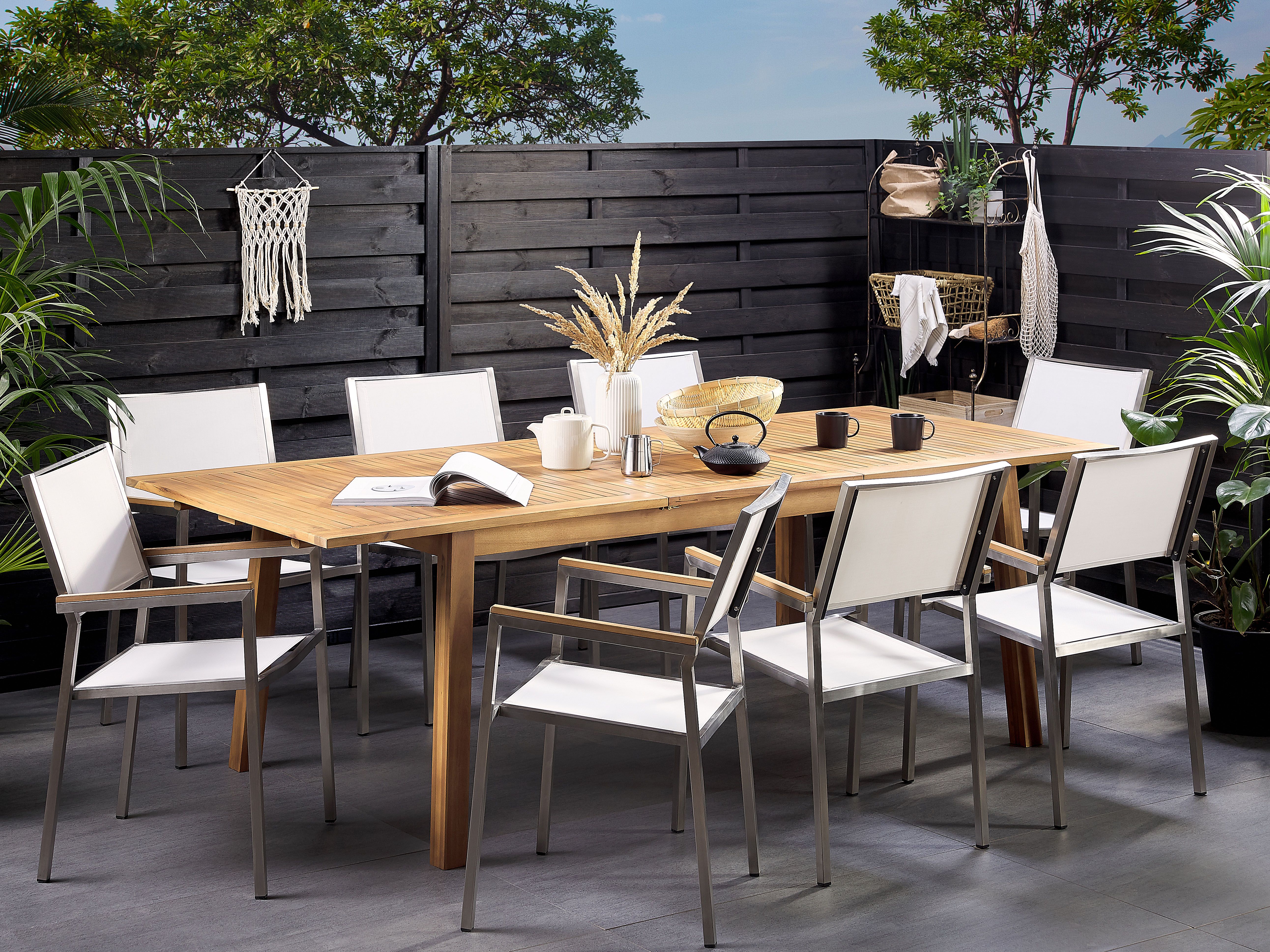 Extending Garden Dining Table CESANA 180/240 cm 100 cm Acacia Wood Light Brown