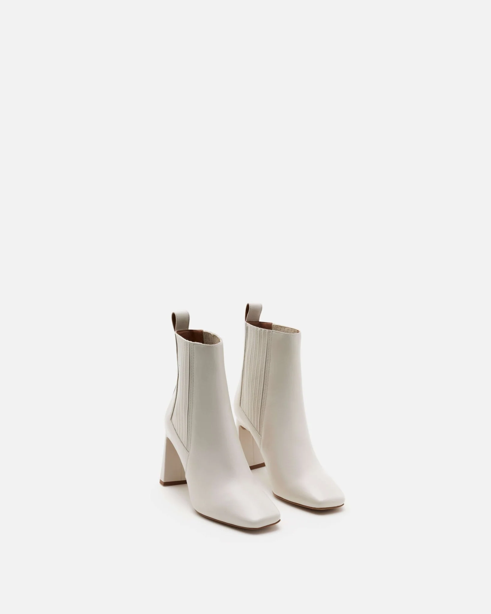 BOTTINES KAMERON - En cuir à talons écru
