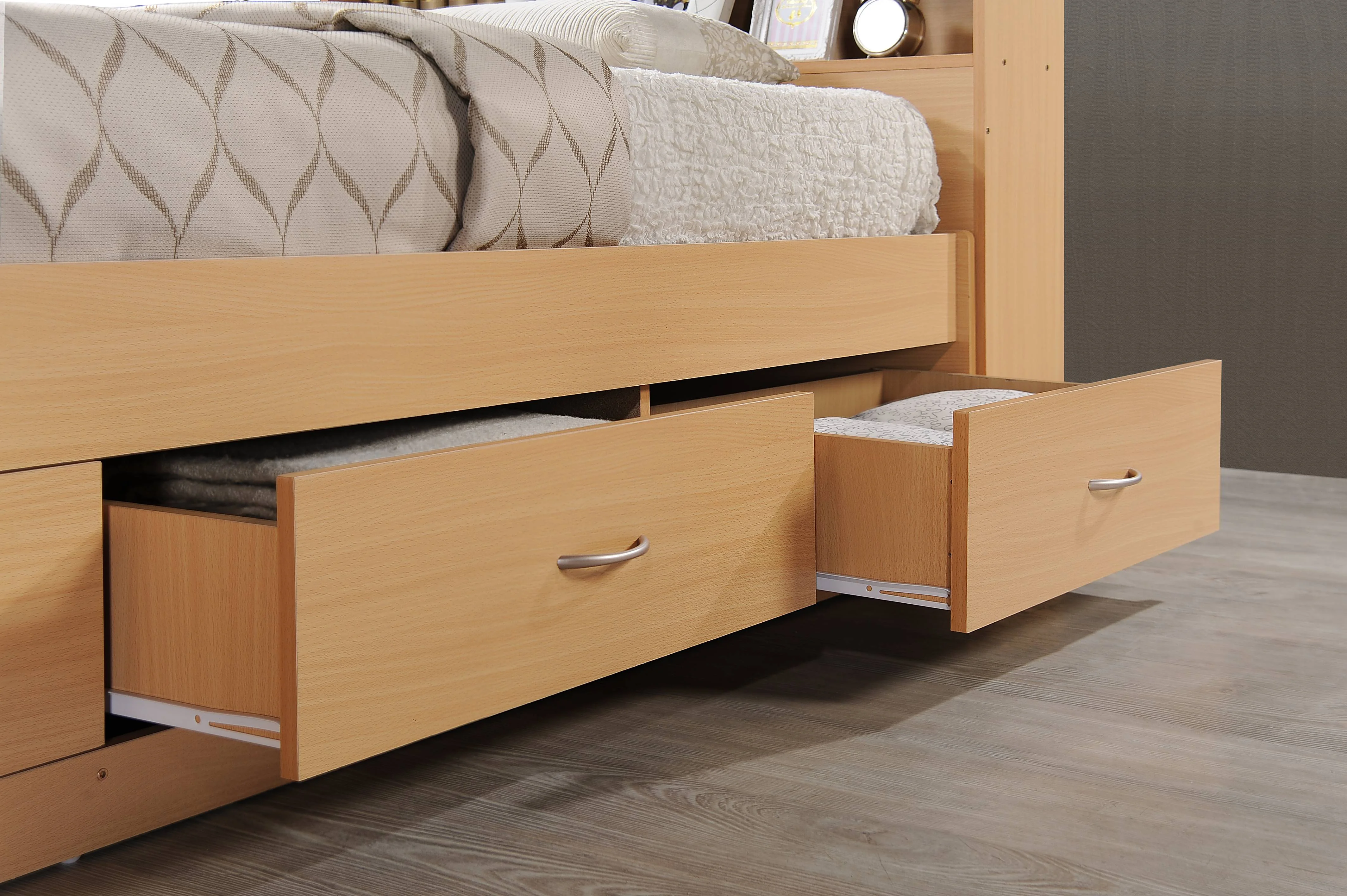Hodedah Twin-Size Captain Bed with 3-Drawers and Headboard in White - Image 46