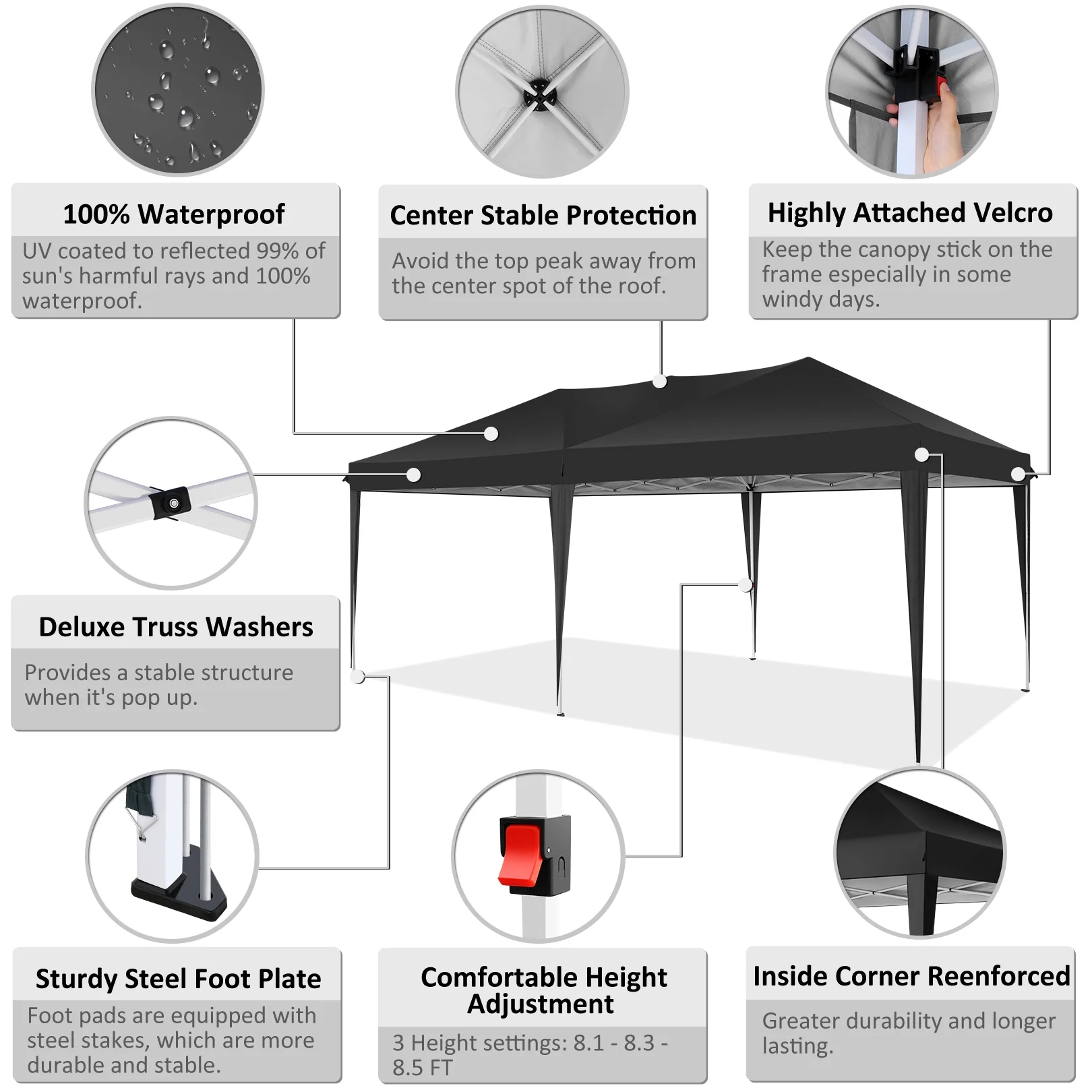 SANOPY 10'x10' EZ Pop Up Canopy Tent Outdoor Party Instant Shelter Portable Folding Beach Canopy with 4 Sandbag & Carrying Bag, Black - Image 47