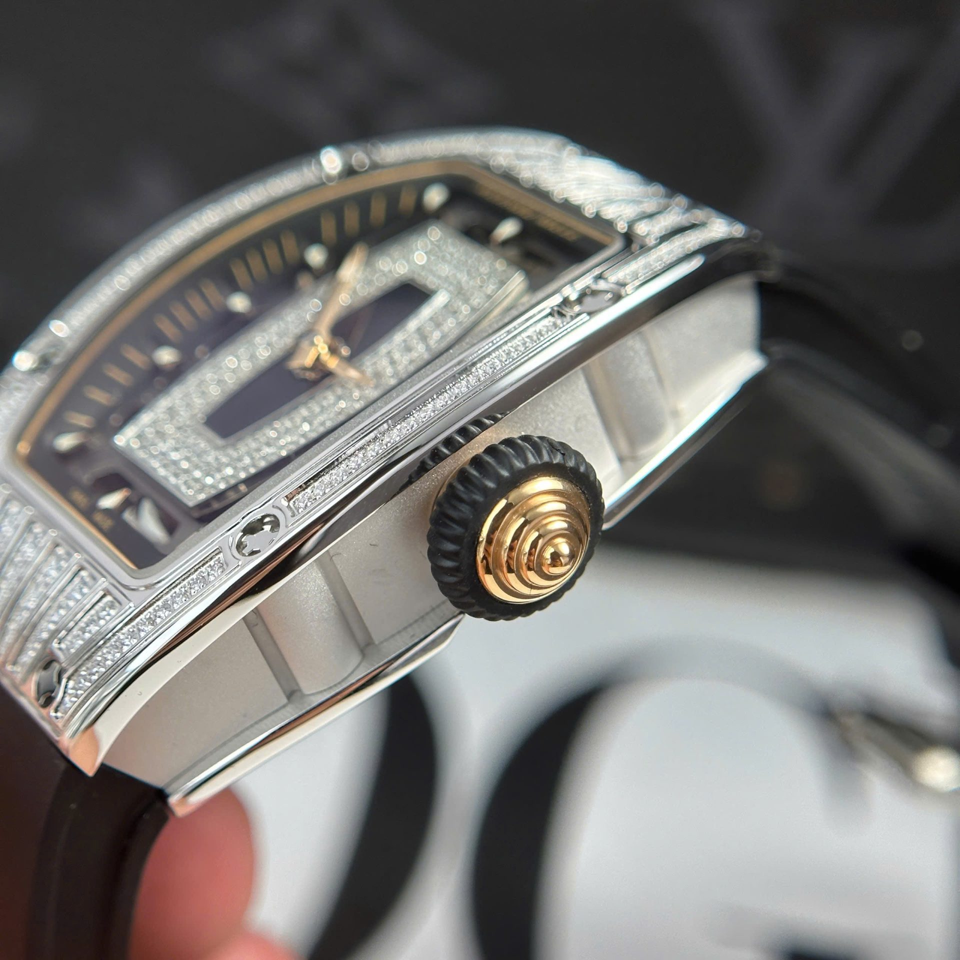 Richard Mille RM07-01 Best Replica Watches Diamonds Black Rubber Strap ZF Factory 36mm - Top club