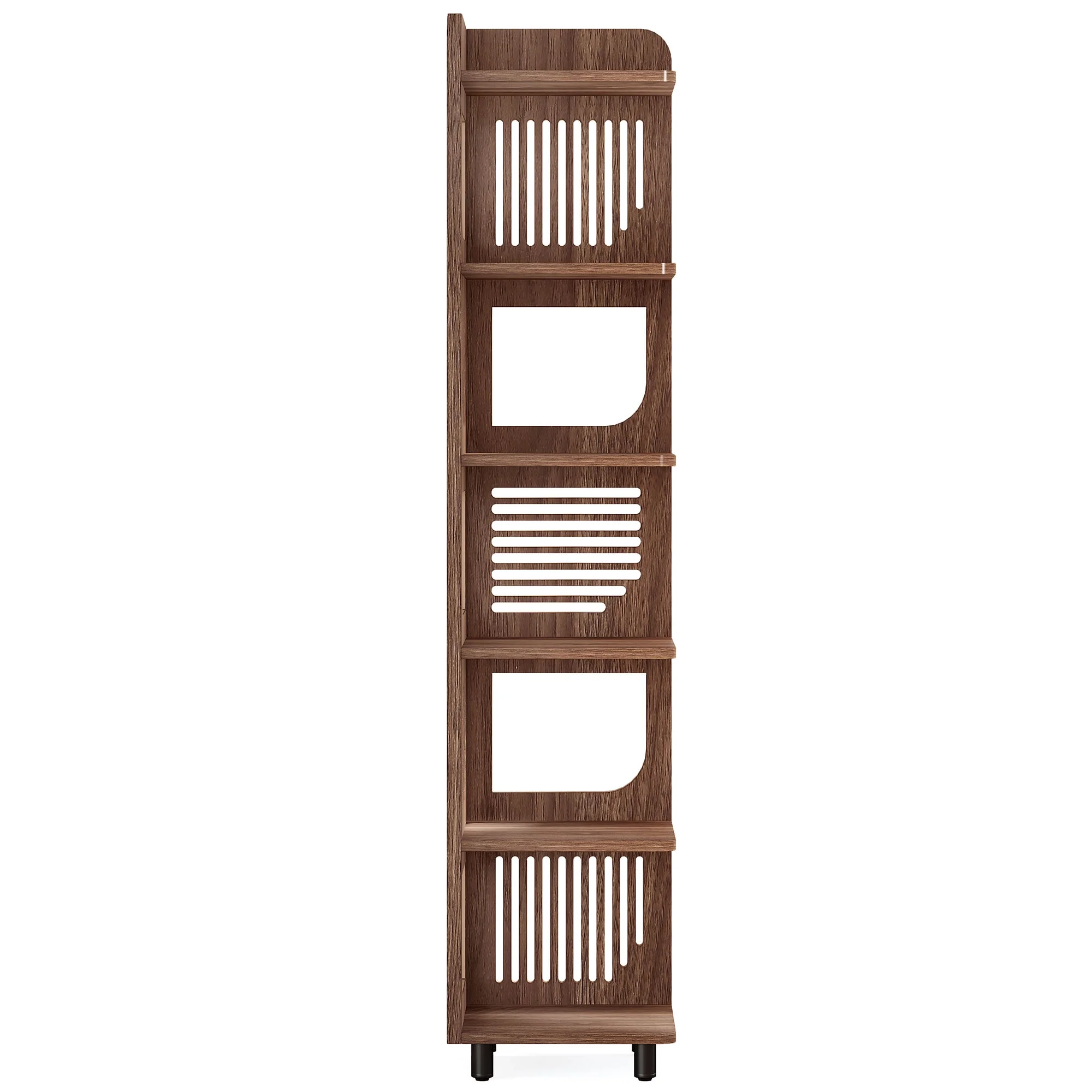 Fnova 71" 6-Tier Tall Corner Bookshelf, Rustic Wooden Narrow Corner Bookcase with Artistic Square Rack, Freestanding Display Storage Shelf for Space-Saving Home Organizing - Image 10