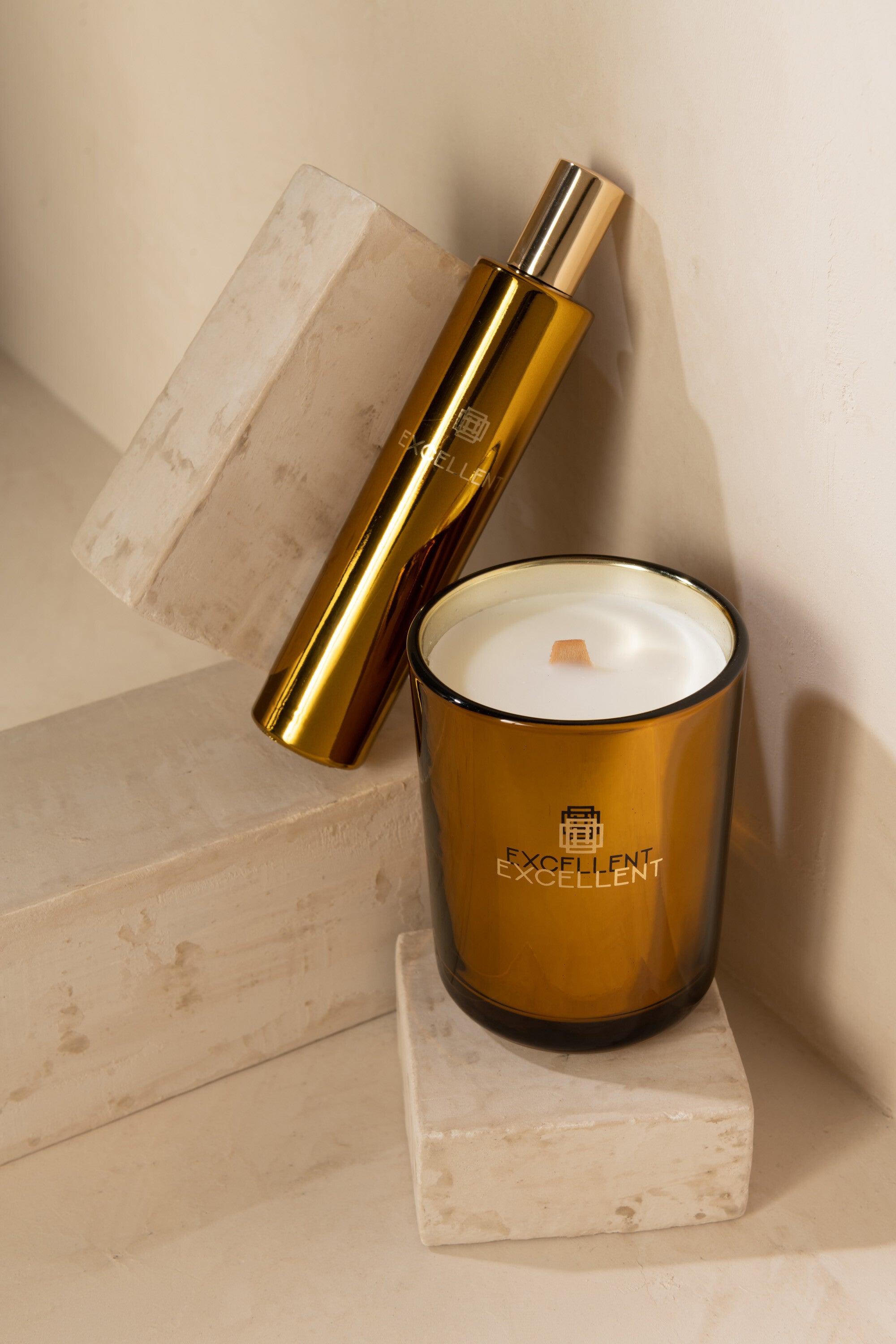 J-Line huisparfum Excellent - Golden Honey - glas - oker